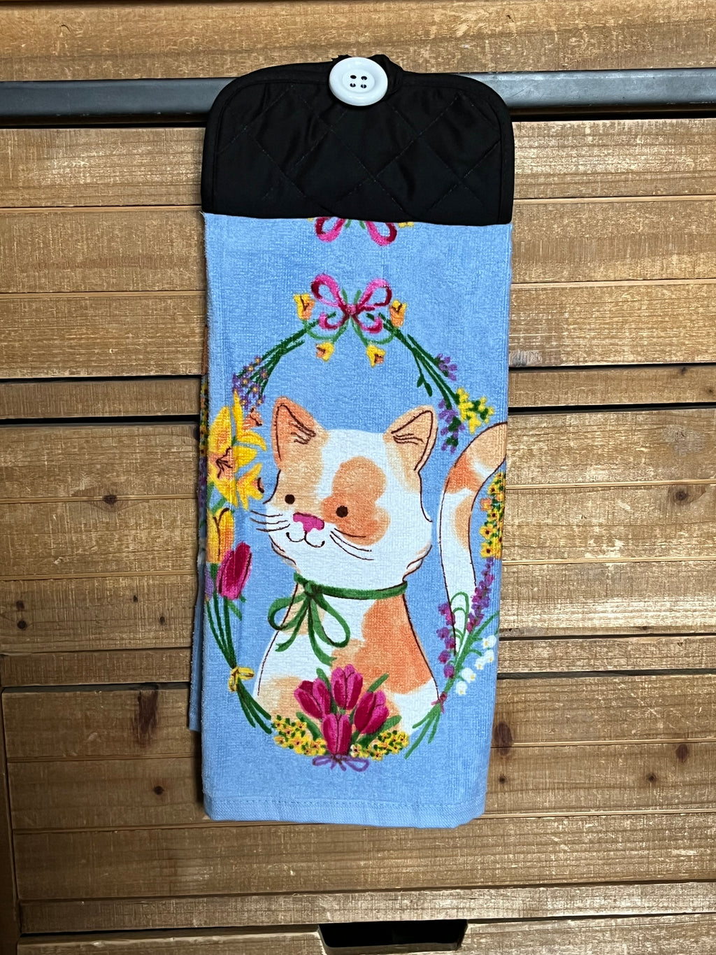 Floral Kitten Hand Towel