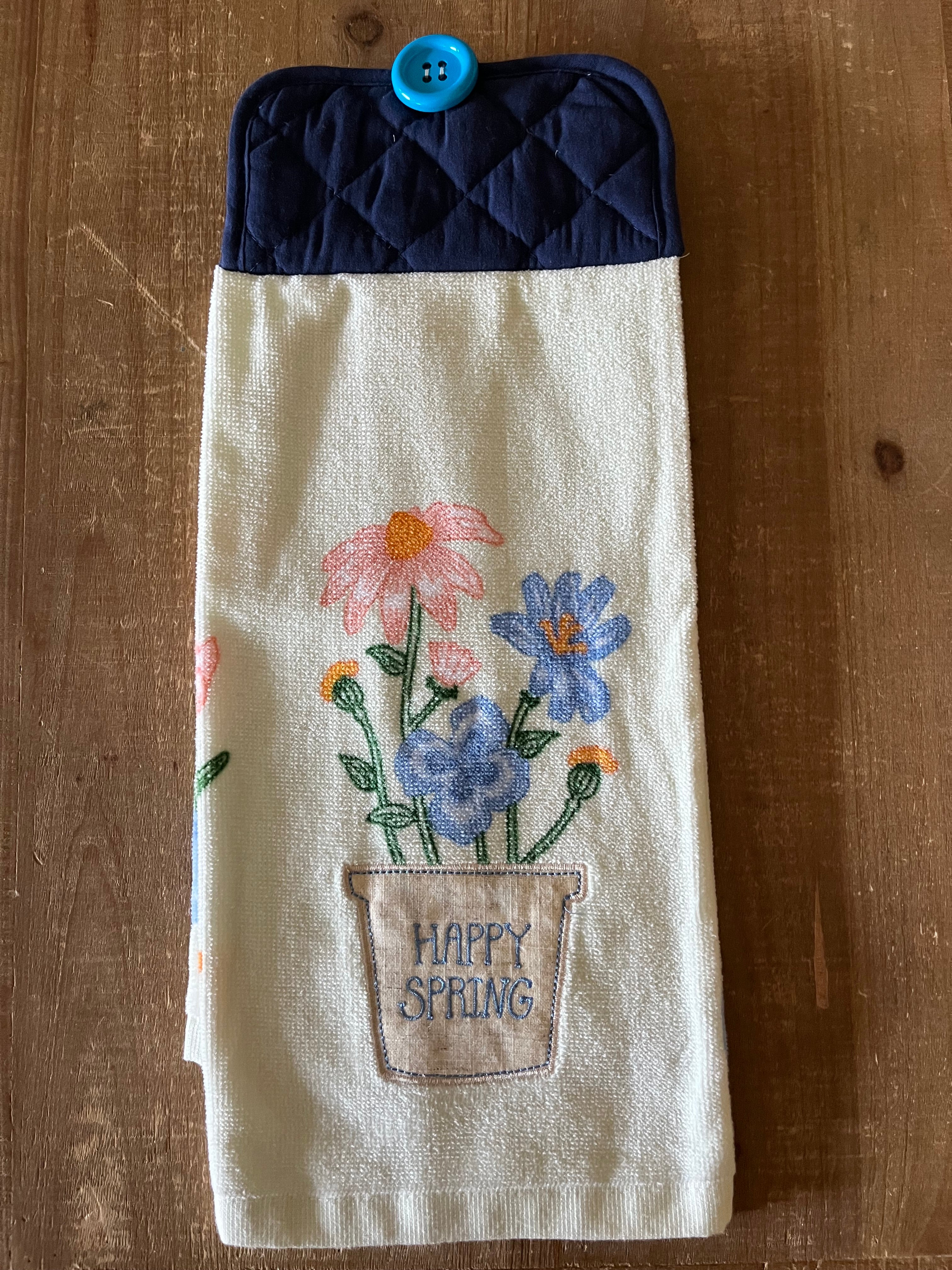 Happy Spring Potted Plant Hand Towel