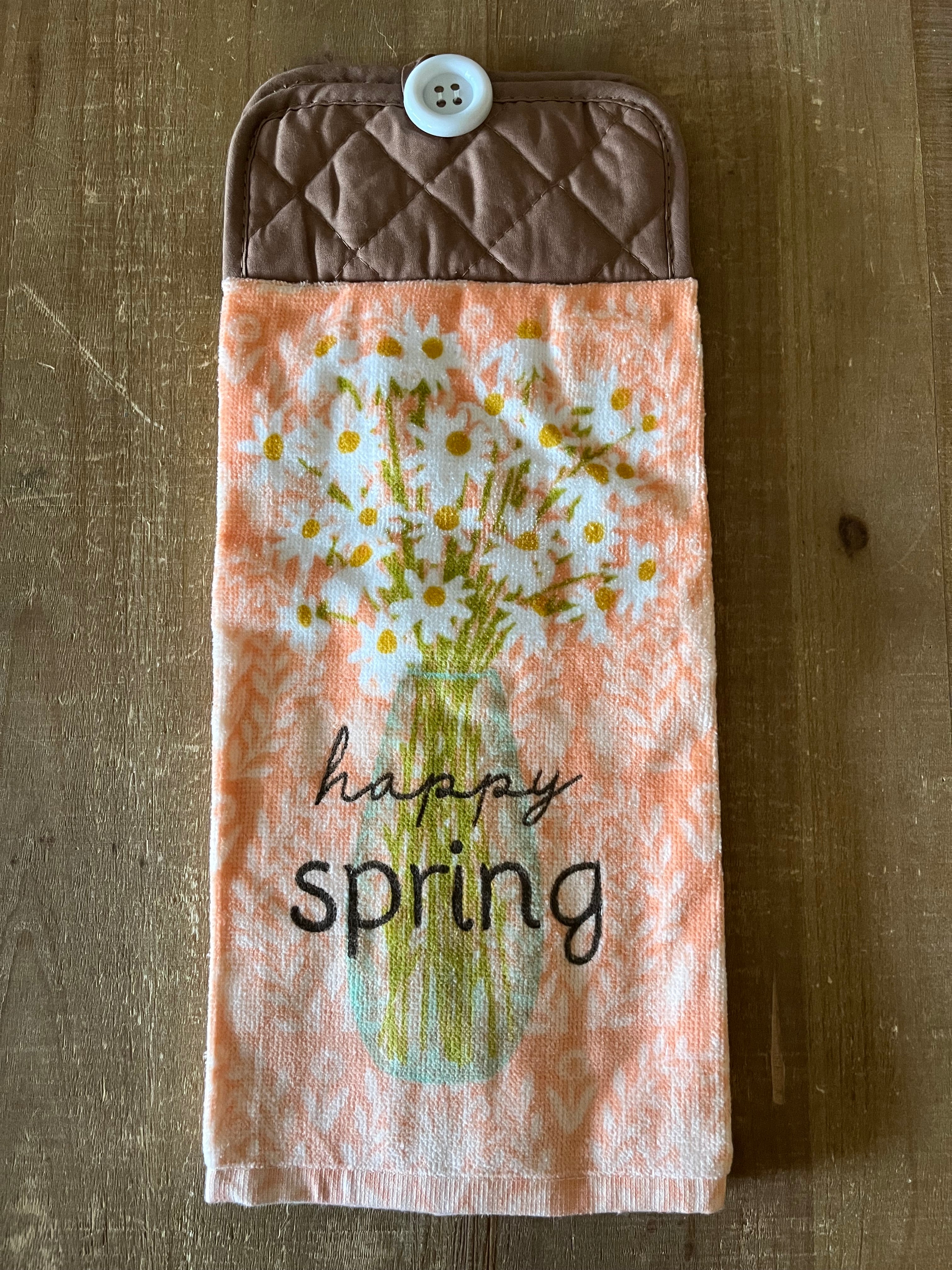 Happy Spring Flower Vase Hand Towel