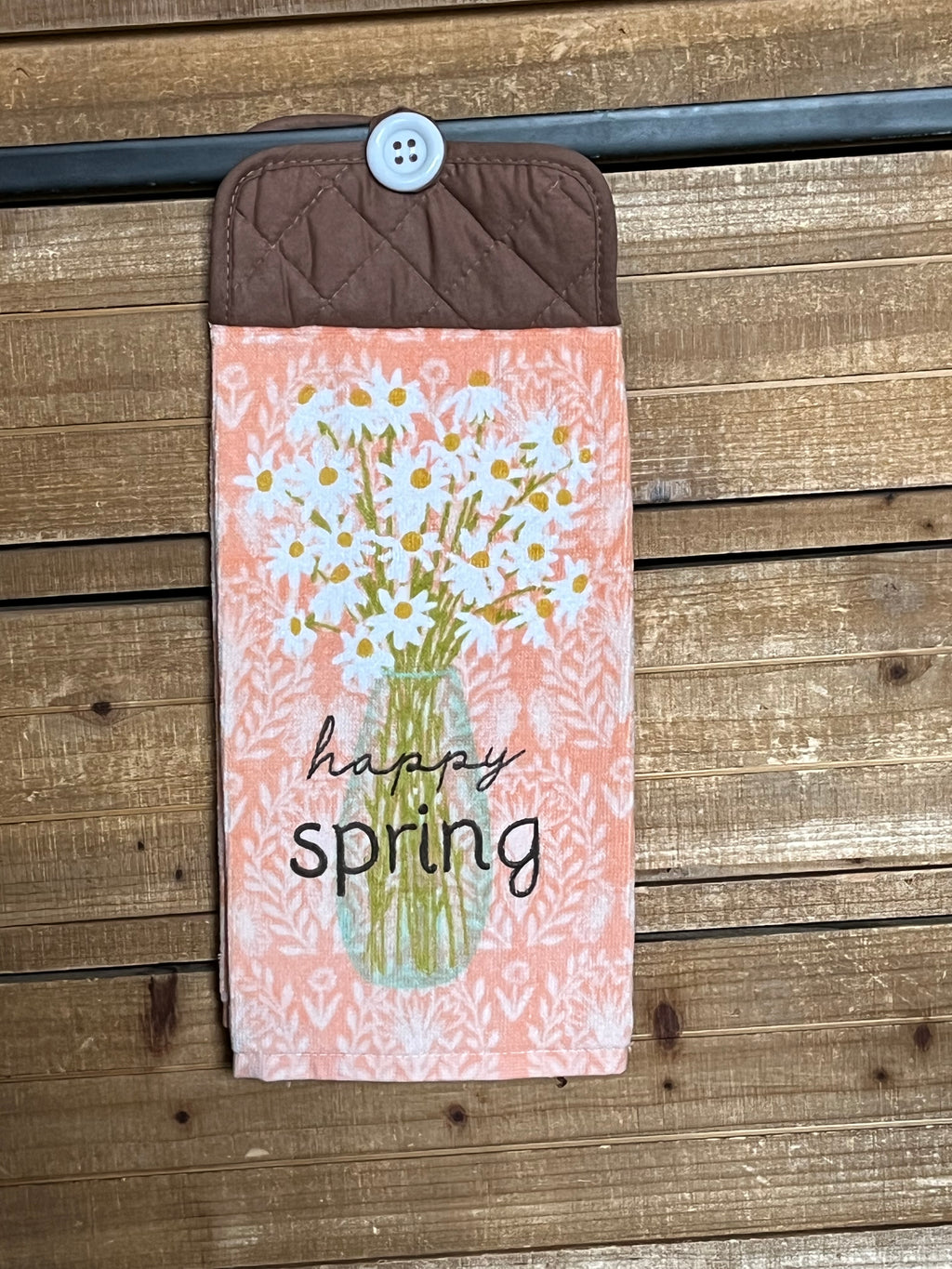 Happy Spring Flower Vase Hand Towel