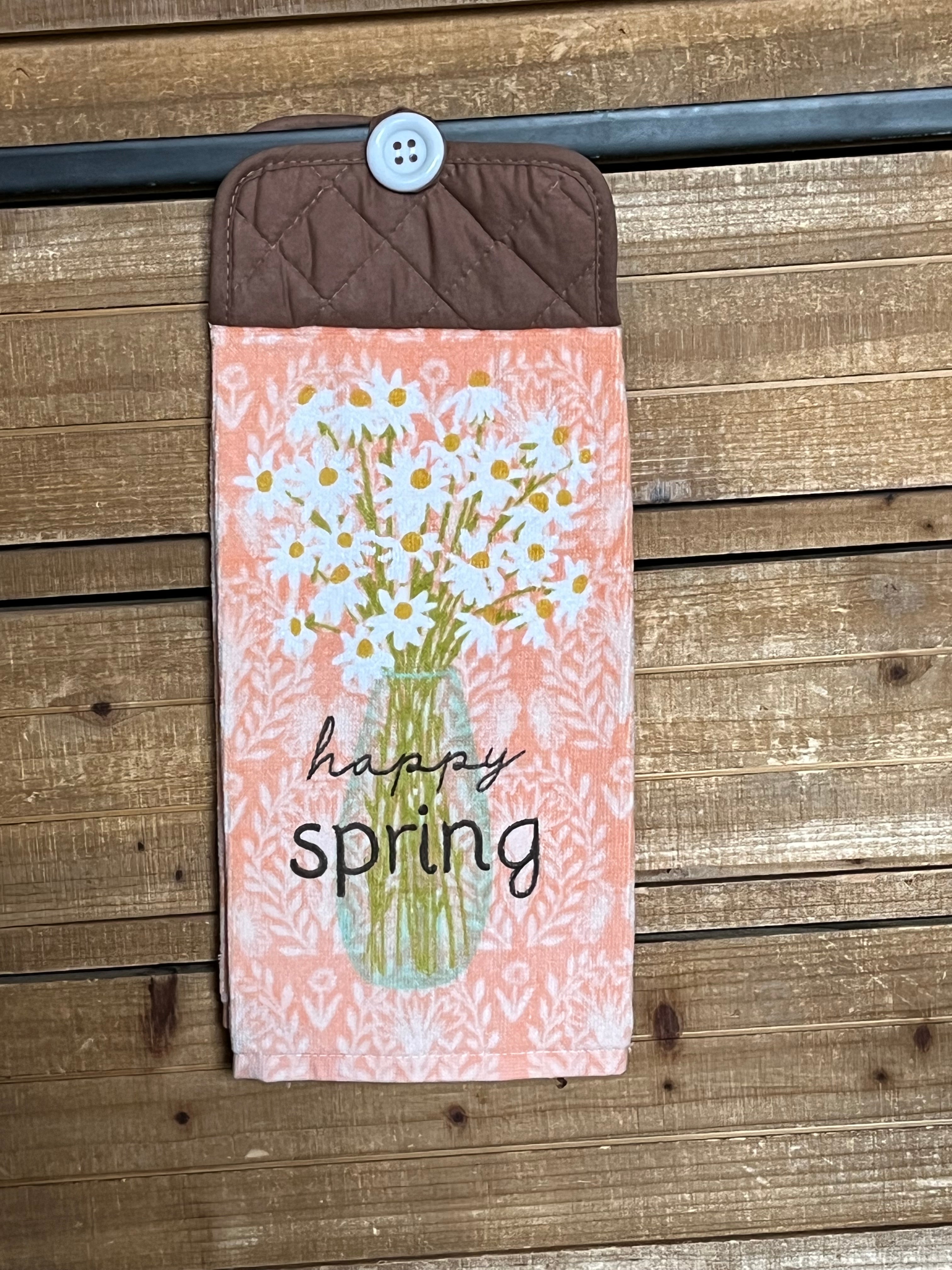 Happy Spring Flower Vase Hand Towel