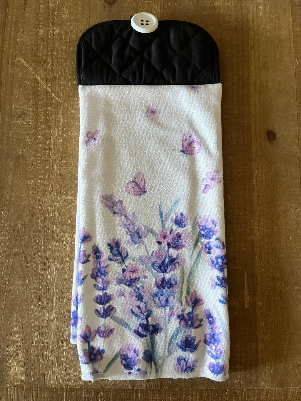 Purple Floral and Butterflies Hand Towel