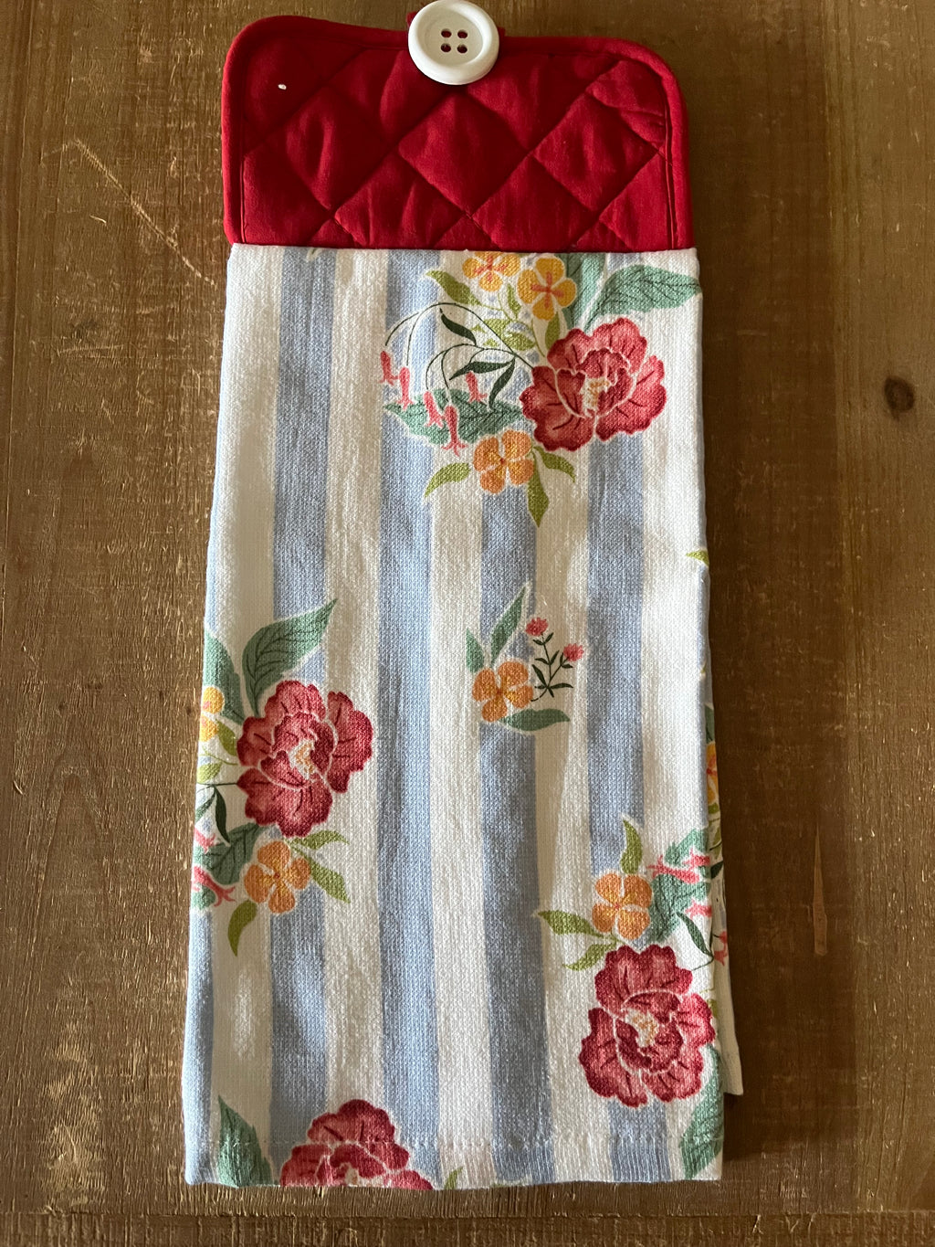 Blue Striped Floral Hand Towel