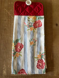 Blue Striped Floral Hand Towel