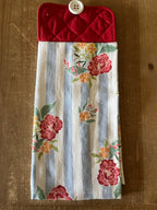 Blue Striped Floral Hand Towel