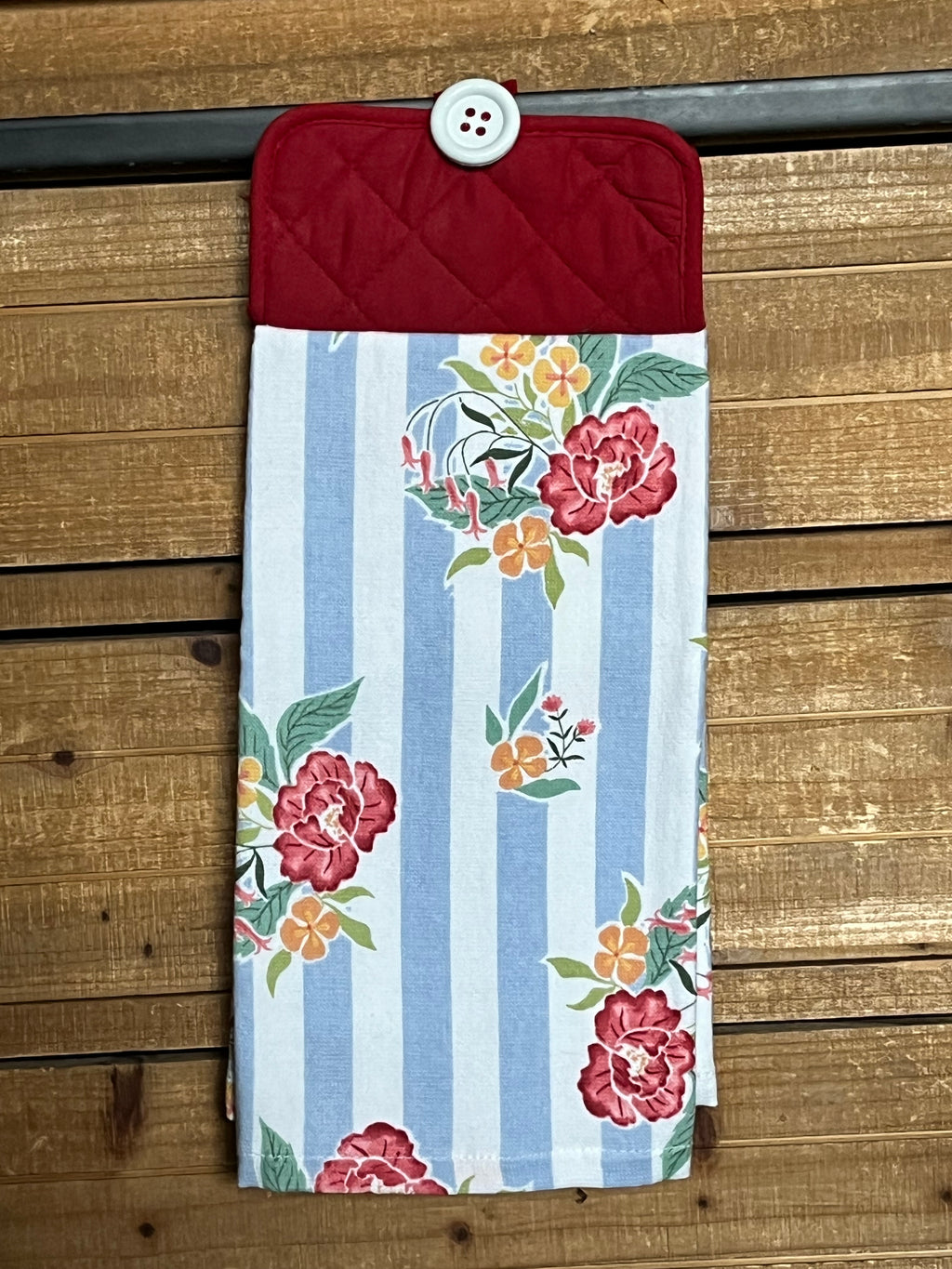 Blue Striped Floral Hand Towel