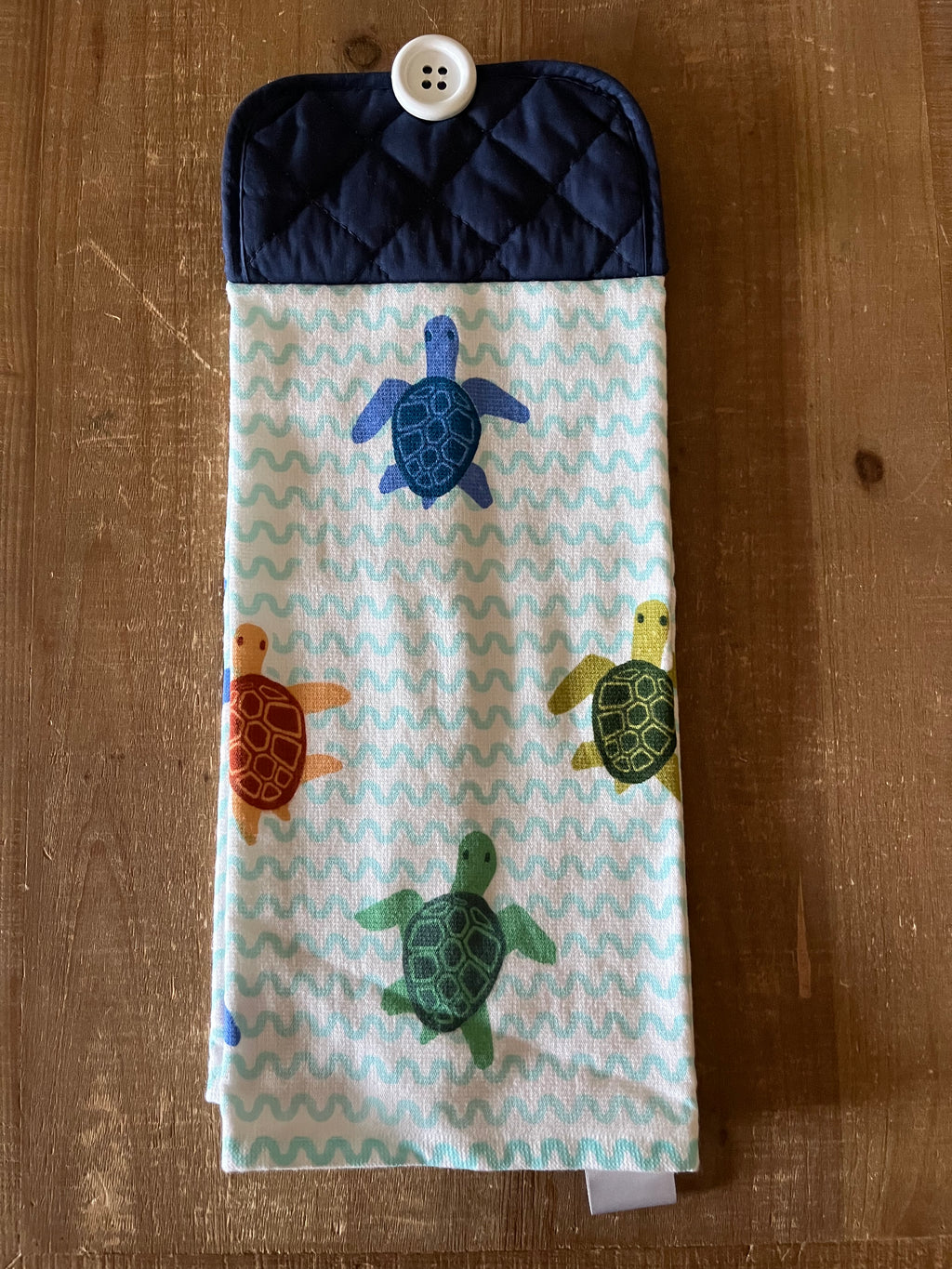 Squiggly Blue Turtle Hand Towel