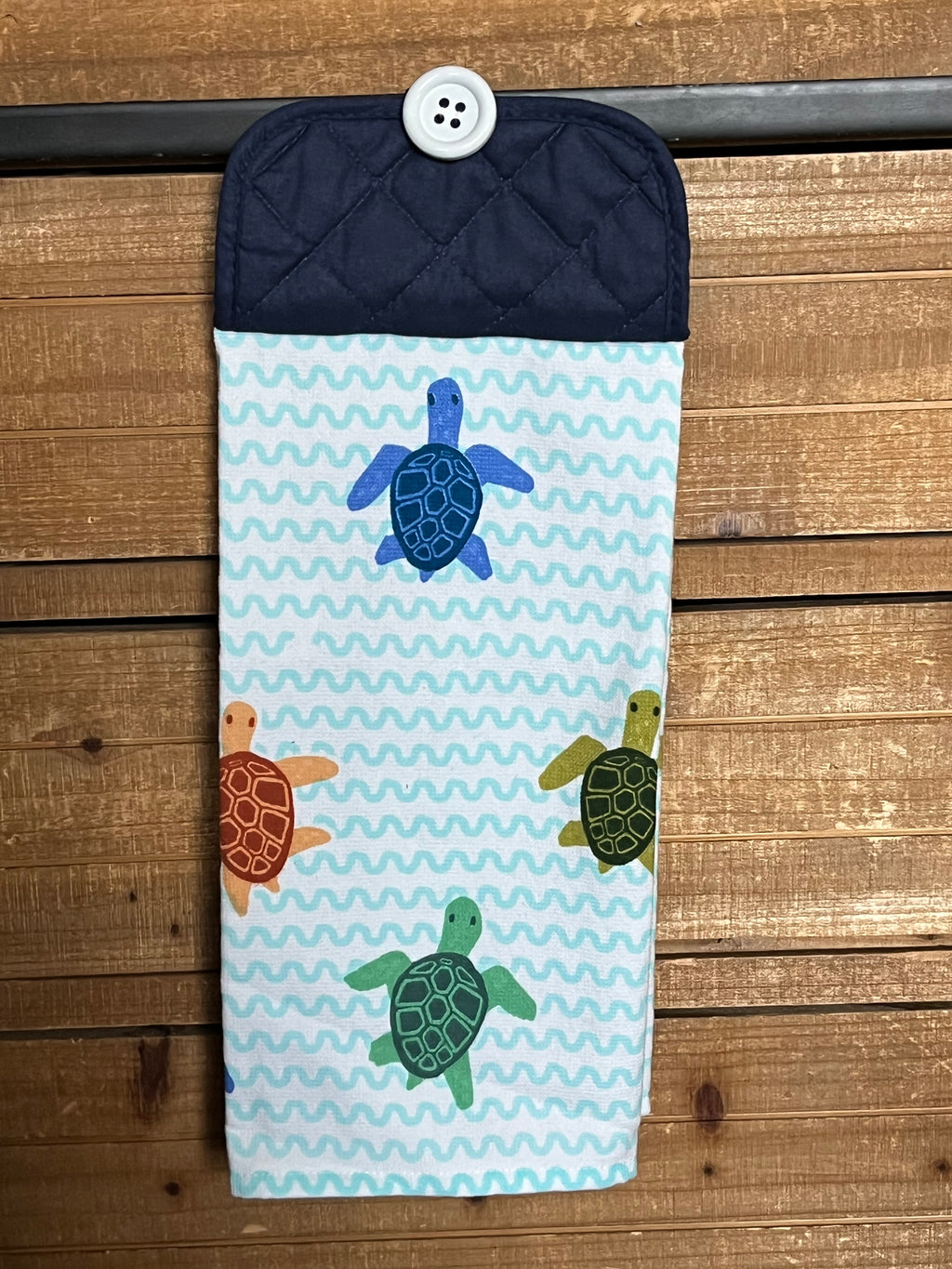 Squiggly Blue Turtle Hand Towel