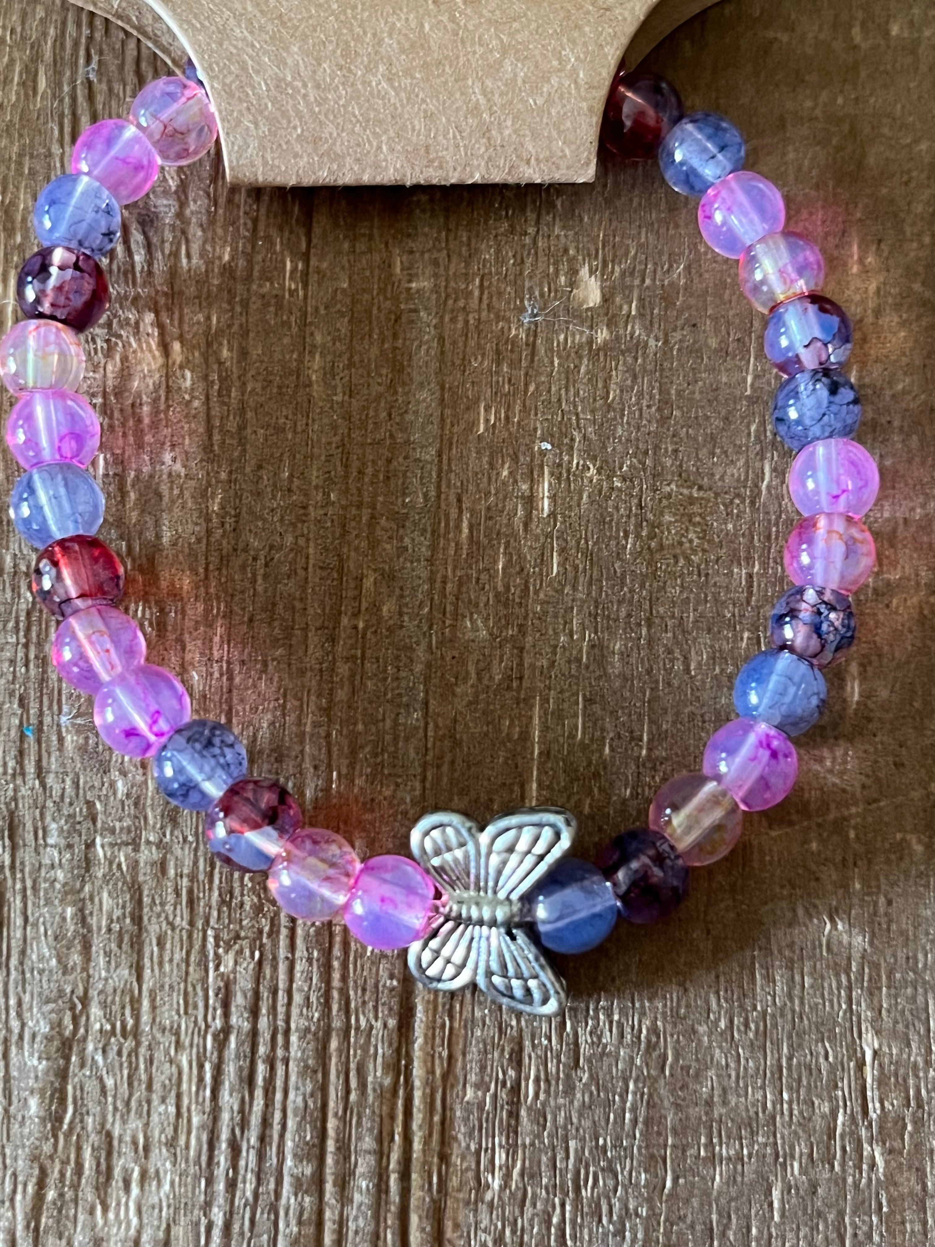 Pink and Purple Butterfly Bracelet