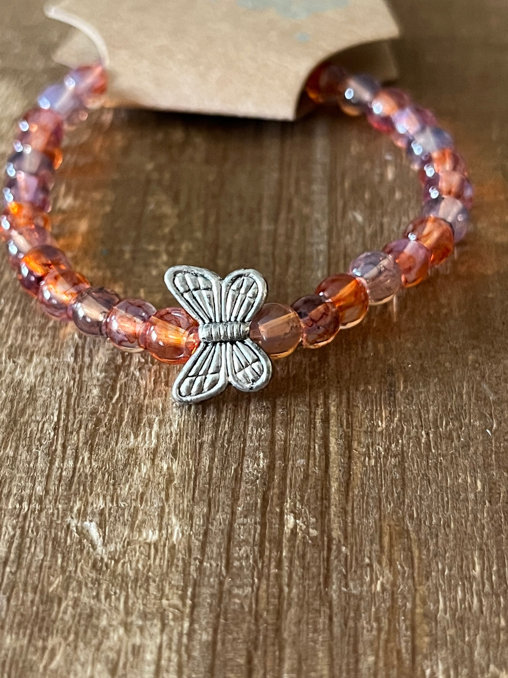 Red Butterfly Ink Patterned Bracelet