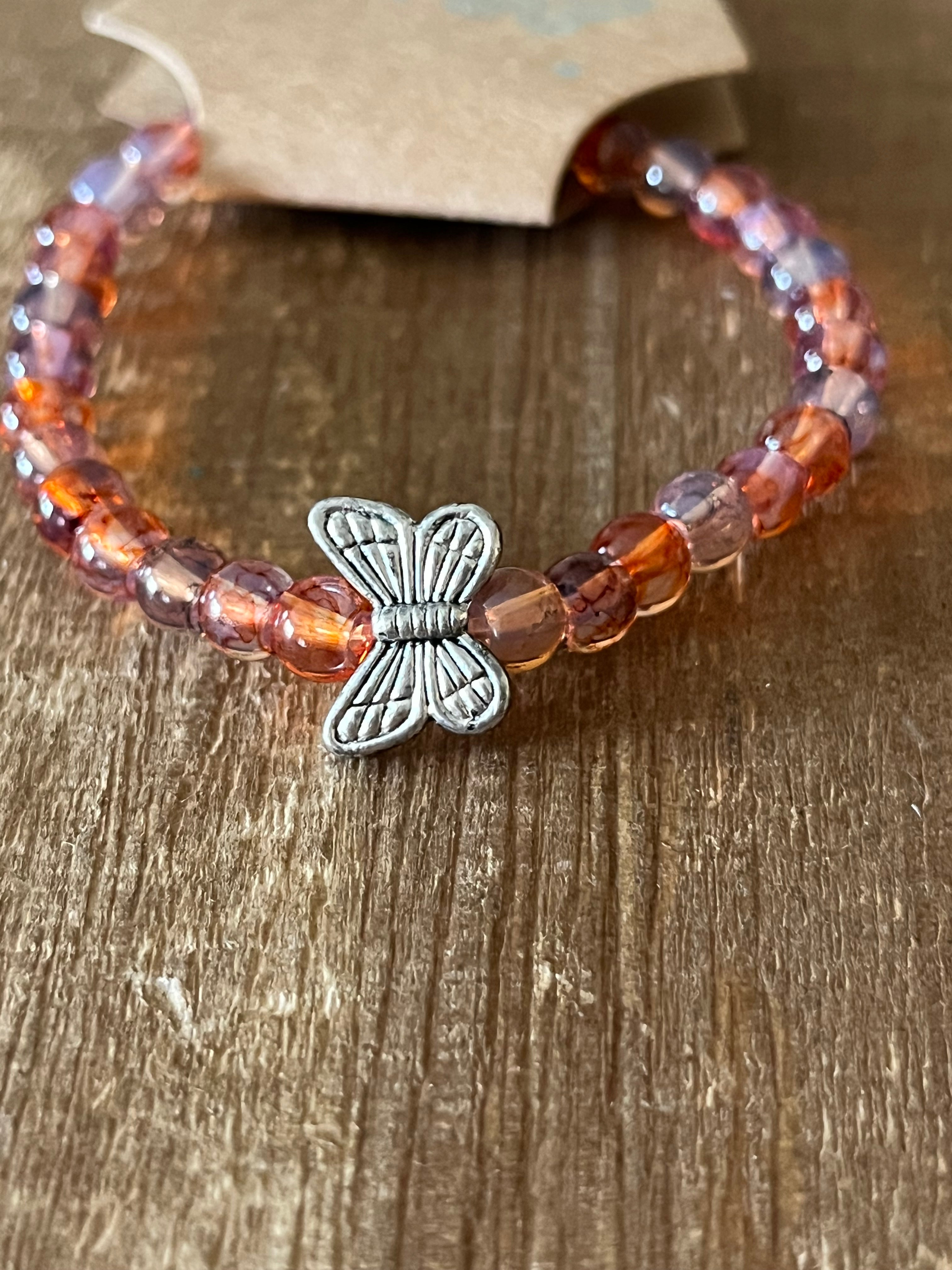 Red Butterfly Ink Patterned Bracelet