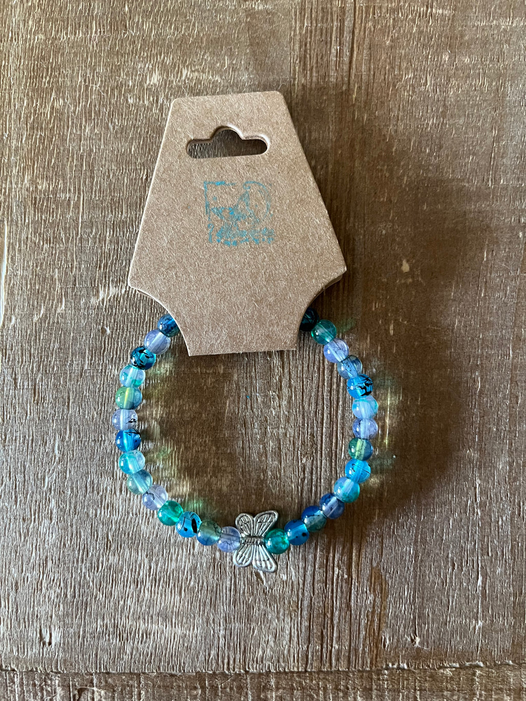 Blue Butterfly Ink Patterned Bracelet