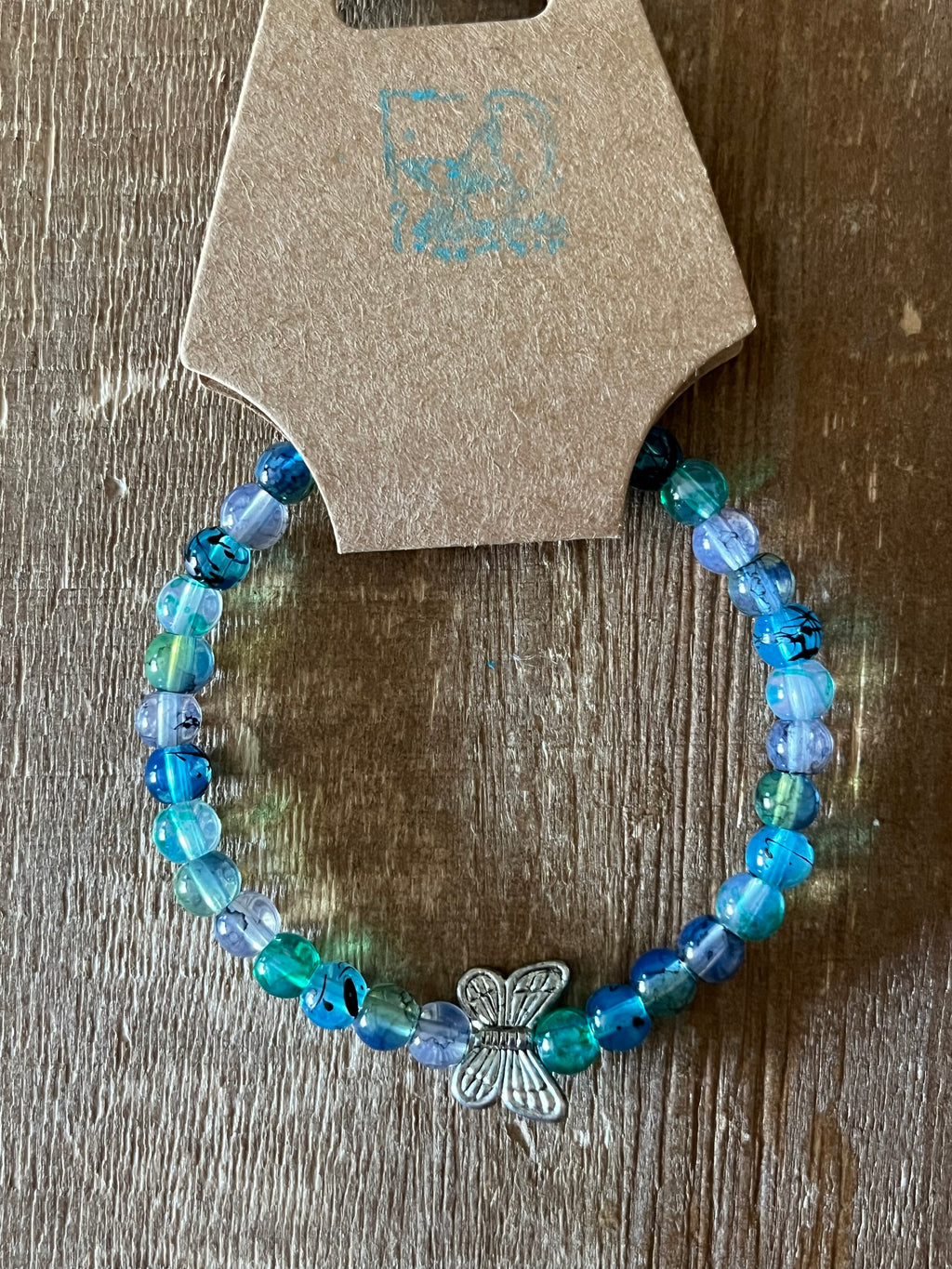 Blue Butterfly Ink Patterned Bracelet
