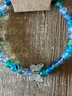 Blue Butterfly Ink Patterned Bracelet