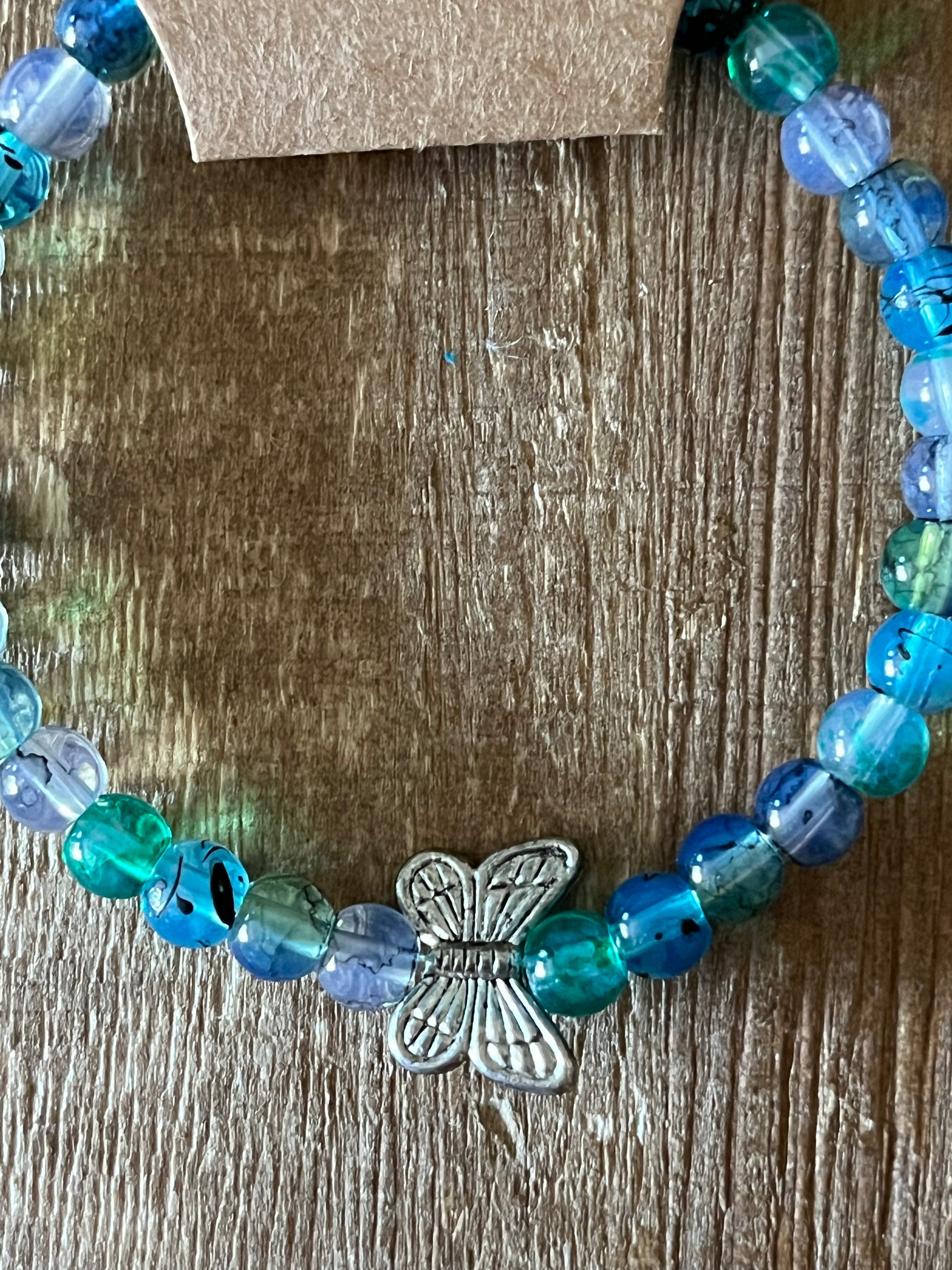Blue Butterfly Ink Patterned Bracelet