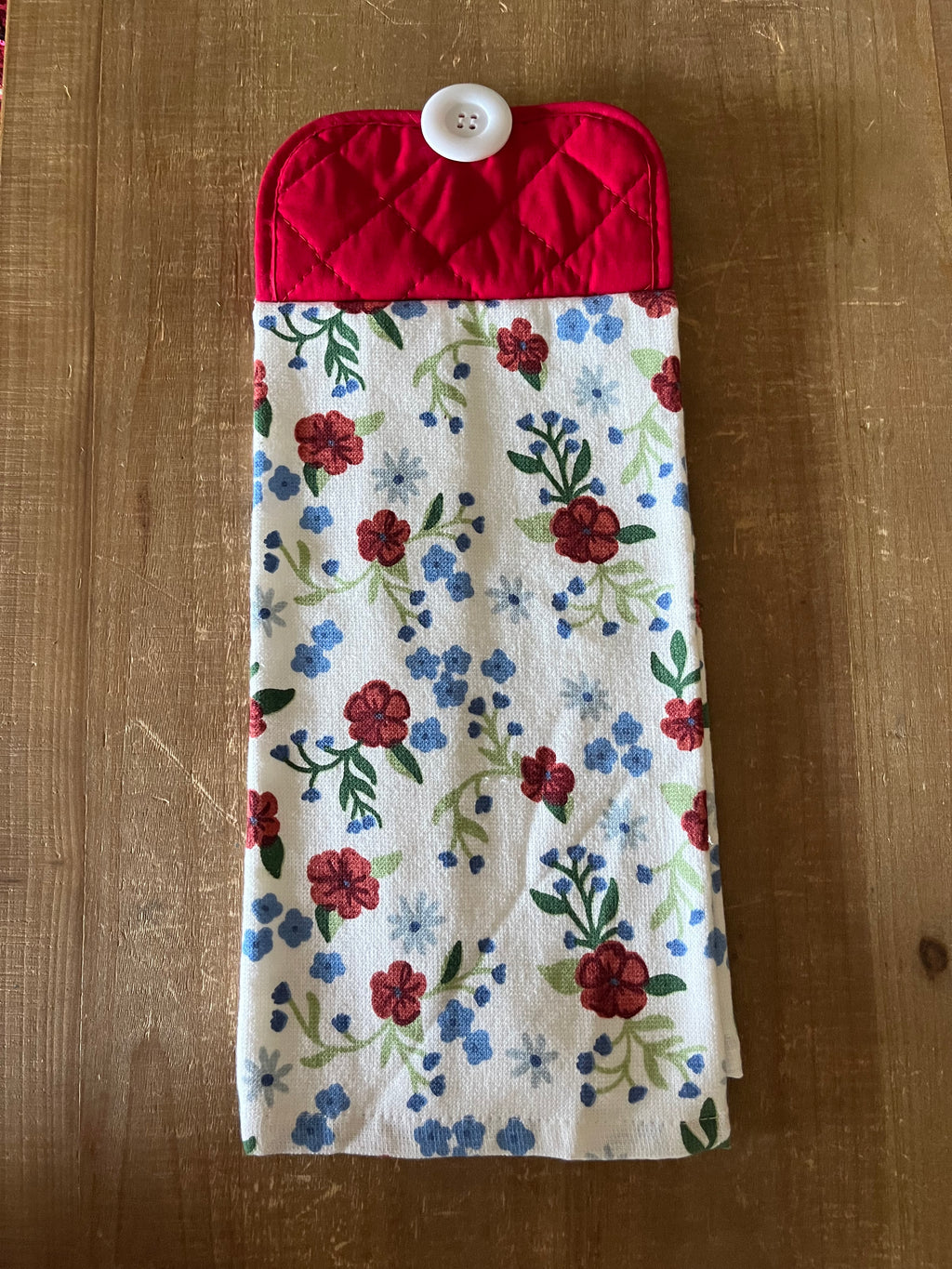 Red White and Blue Floral Hand Towel