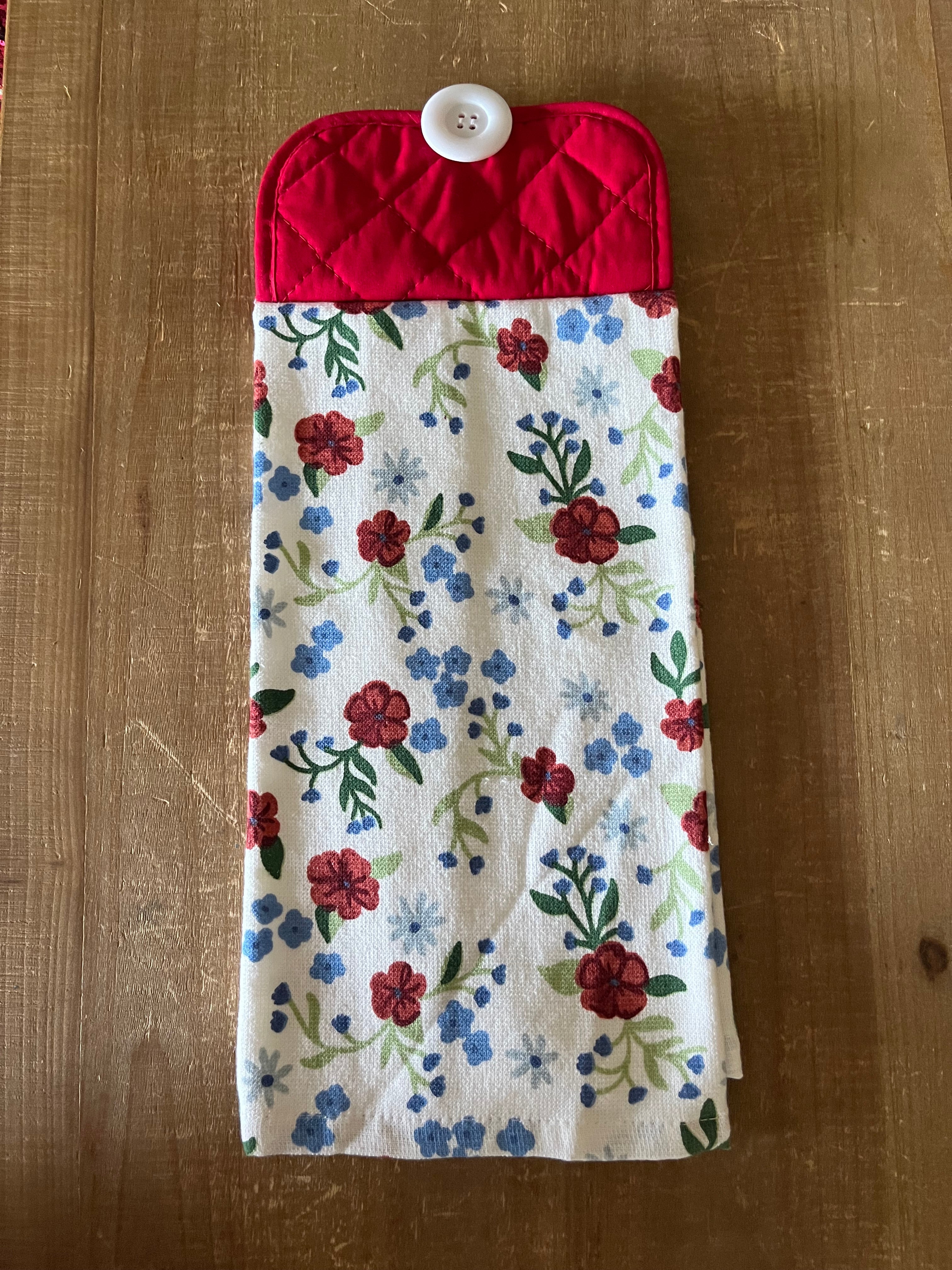 Red White and Blue Floral Hand Towel