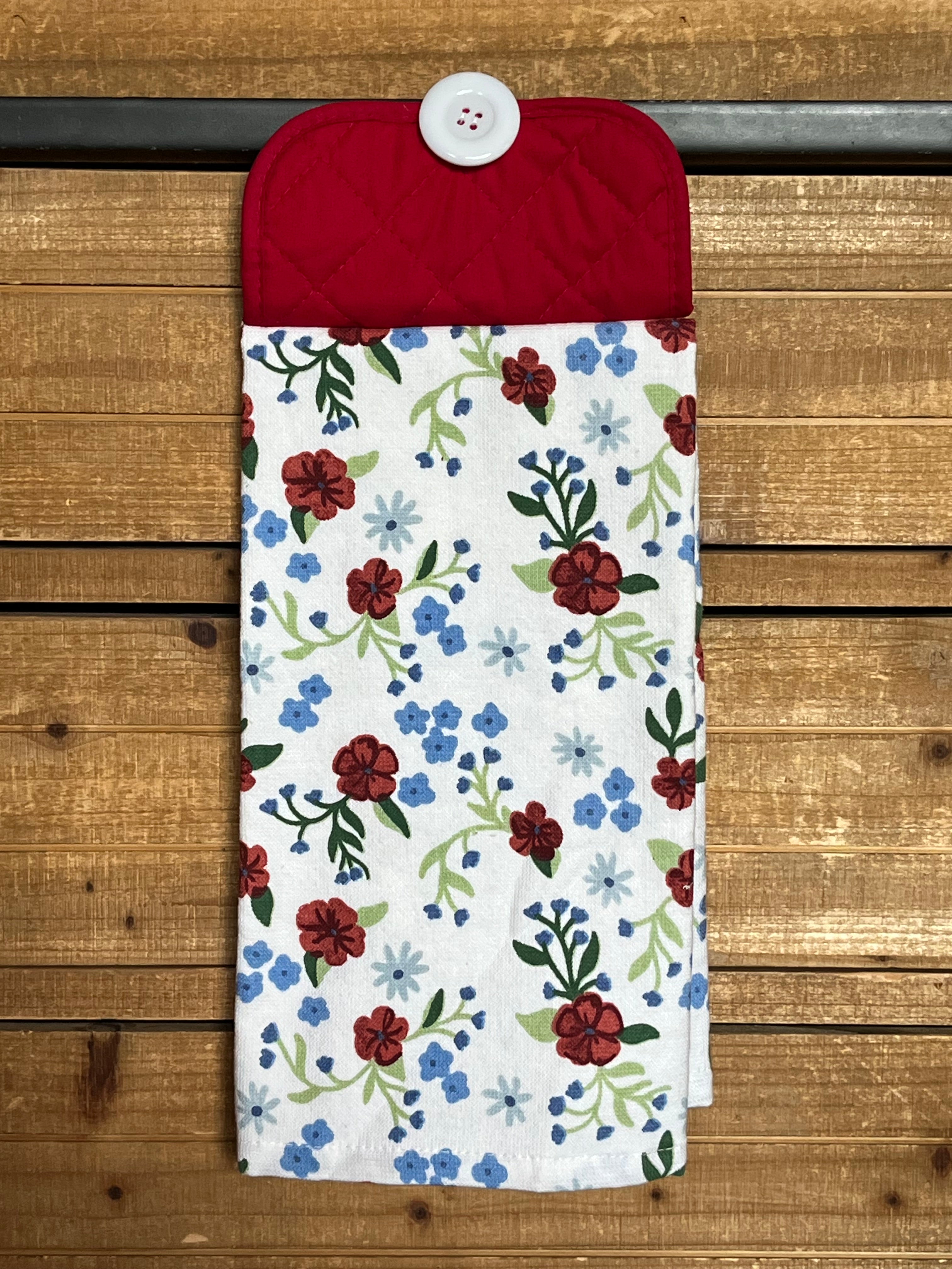 Red White and Blue Floral Hand Towel