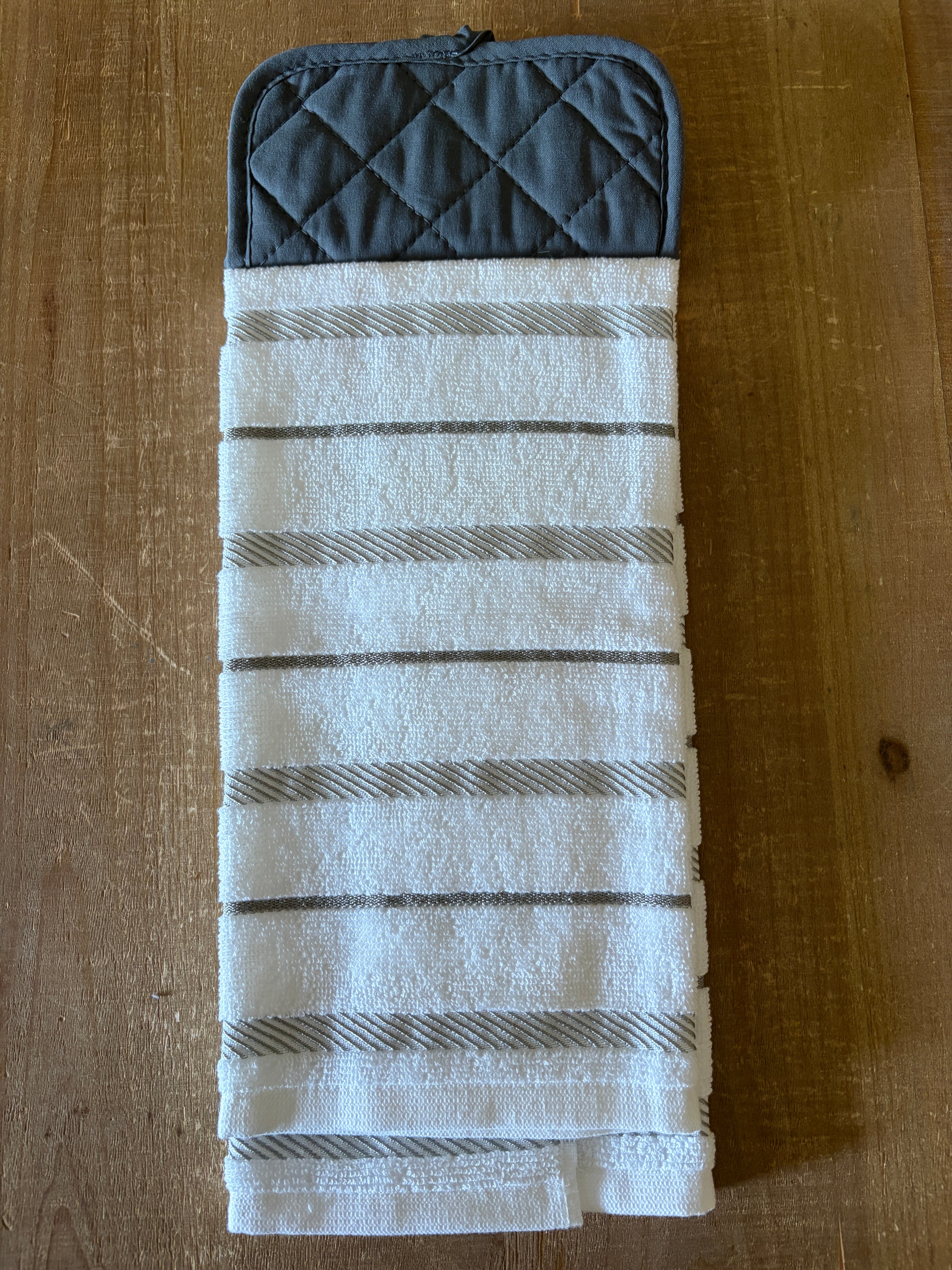 White and Grey Hand Towel