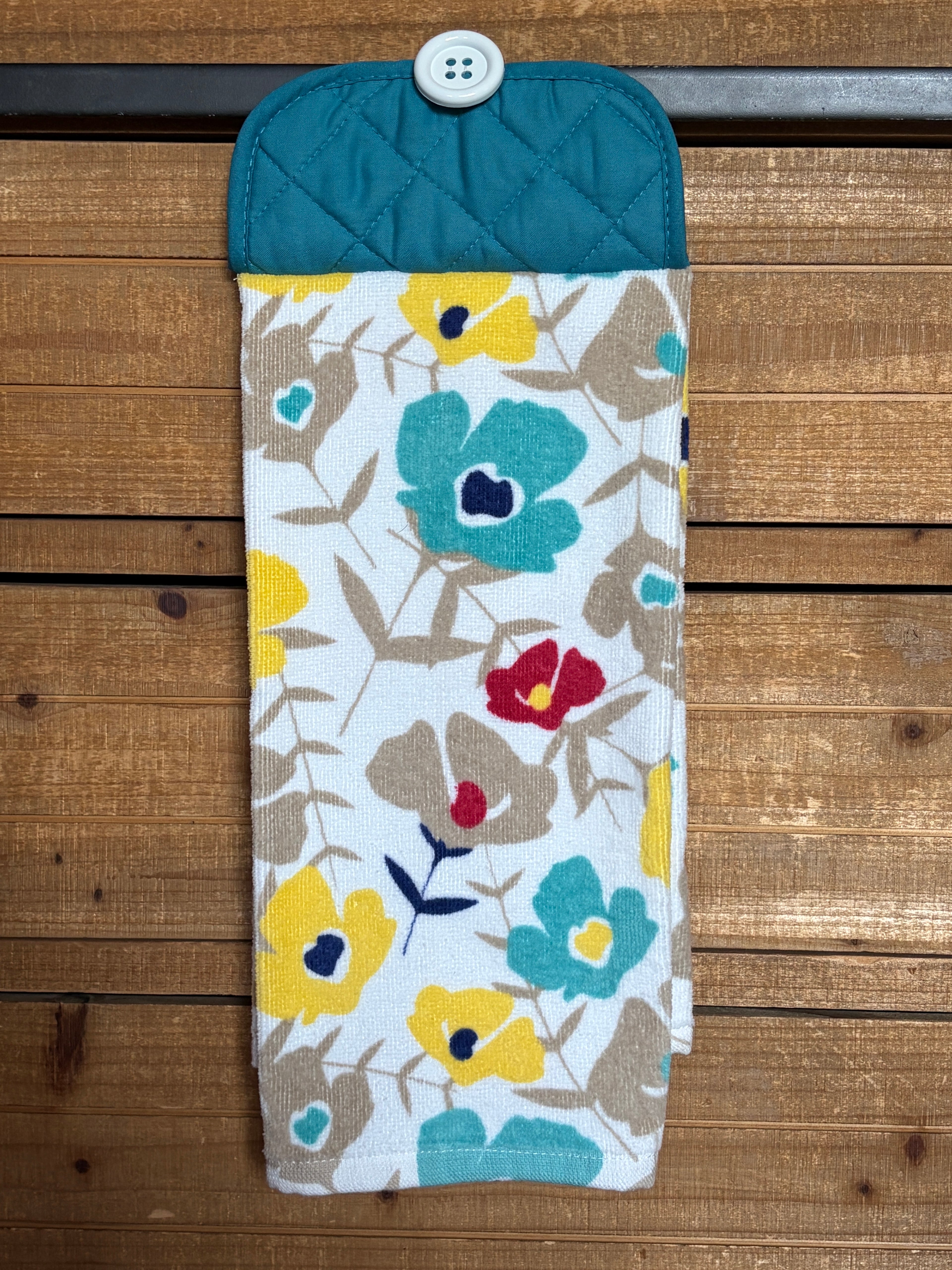 Teal Floral Hand Towel