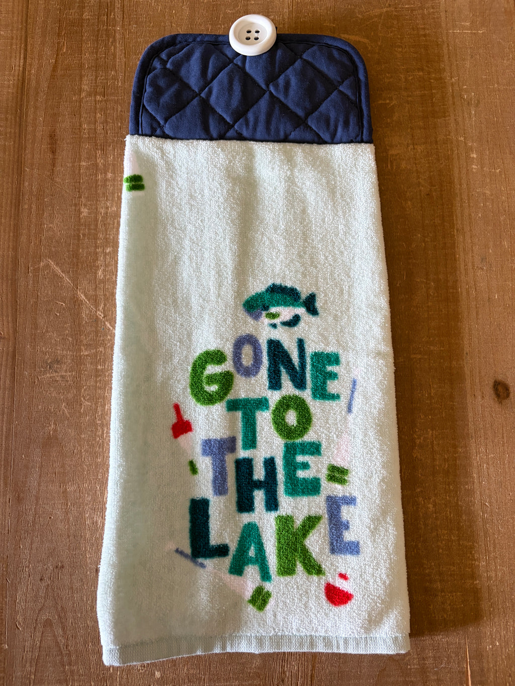 Gone to the Lake Green Hand Towel