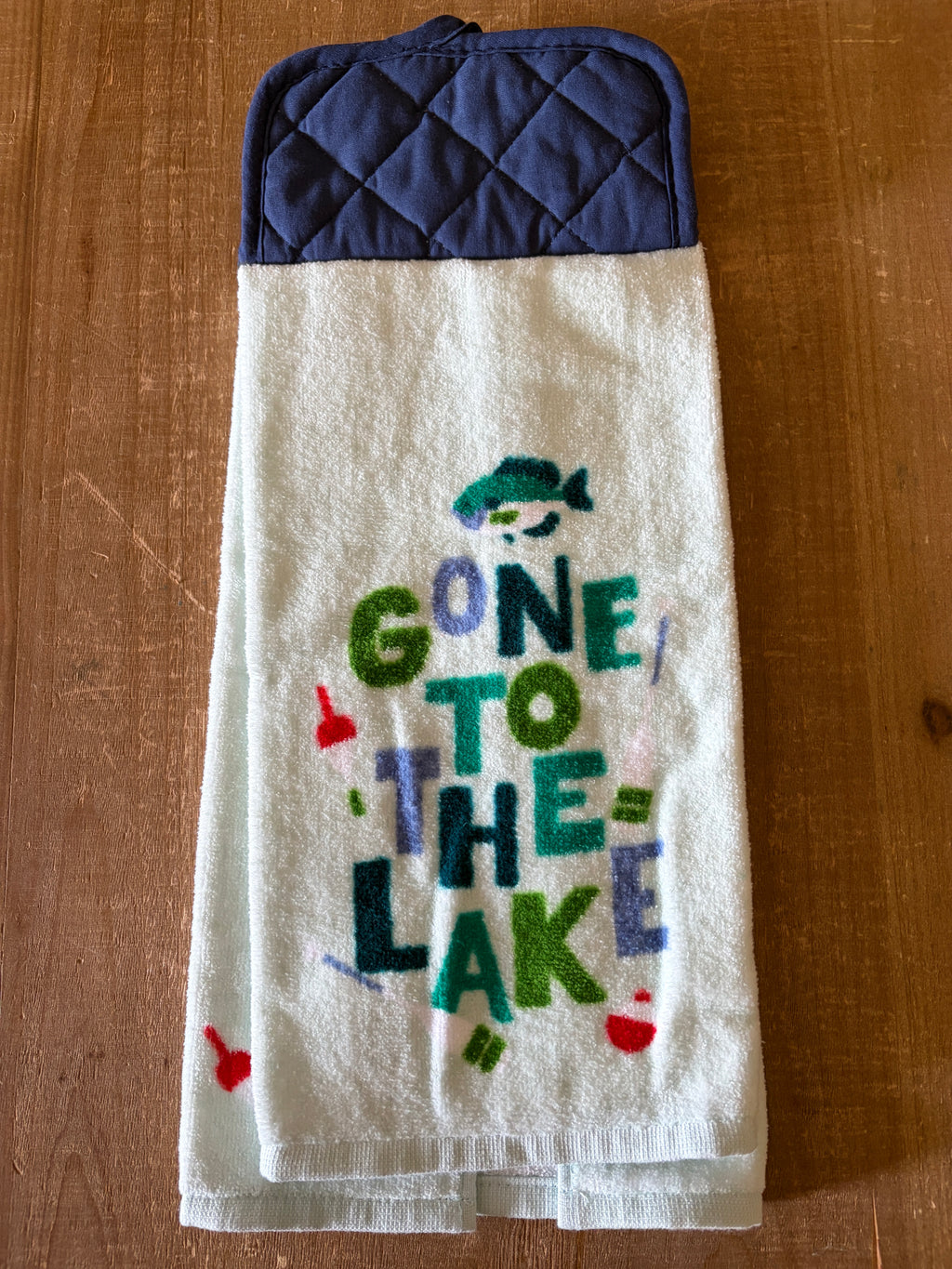 Gone to the Lake Green Hand Towel