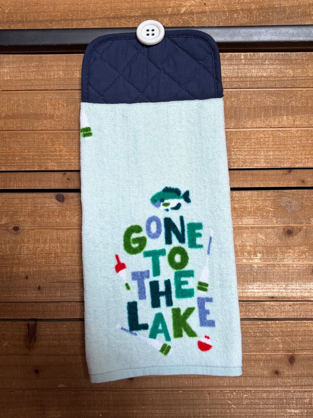 Gone to the Lake Green Hand Towel