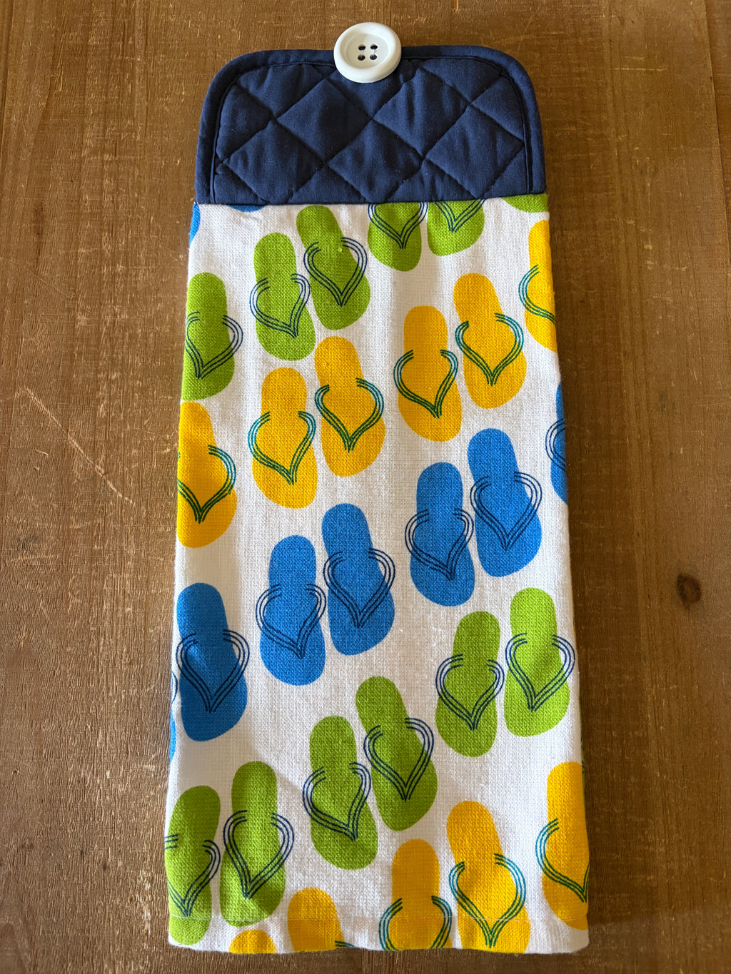 Blue, Green, and Yellow Flip Flops Hand Towel