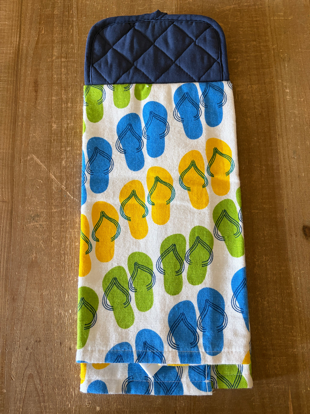 Blue, Green, and Yellow Flip Flops Hand Towel