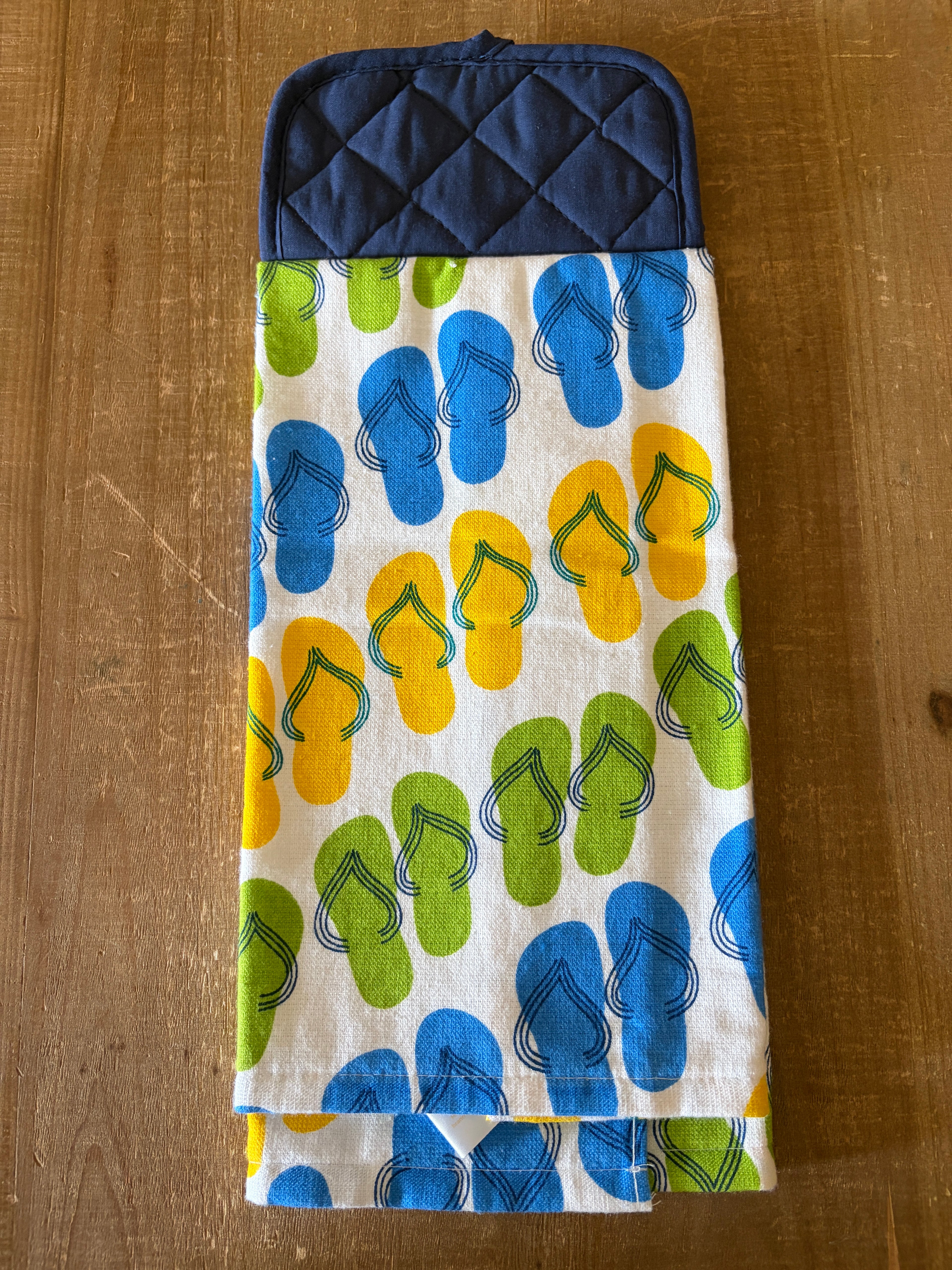 Blue, Green, and Yellow Flip Flops Hand Towel