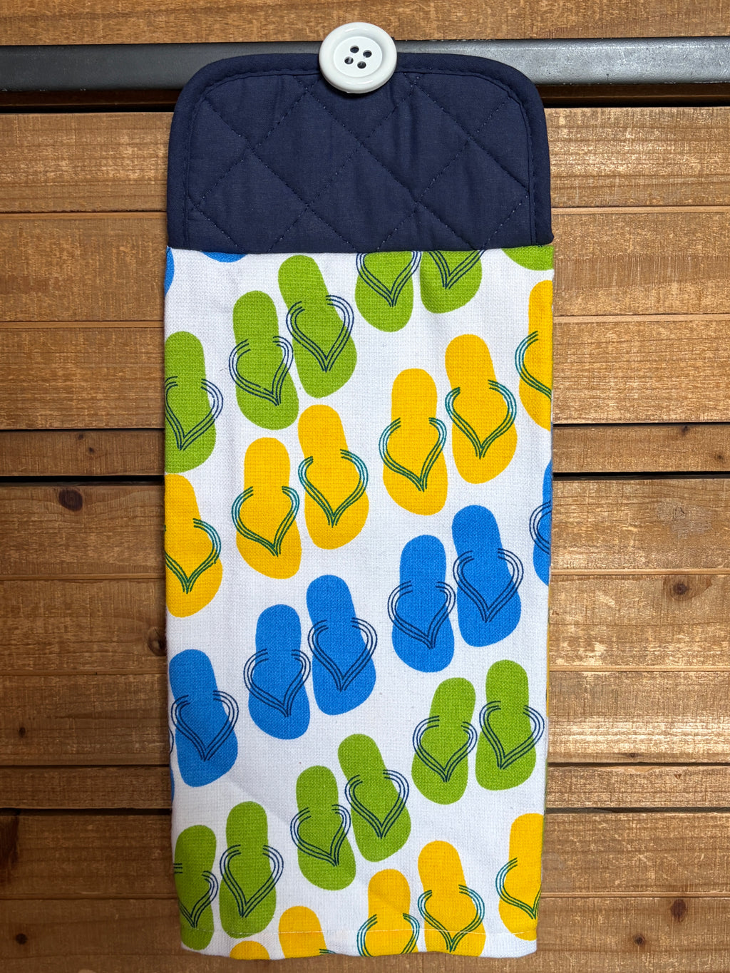 Blue, Green, and Yellow Flip Flops Hand Towel