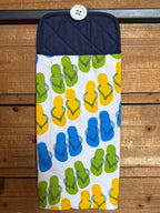 Blue, Green, and Yellow Flip Flops Hand Towel