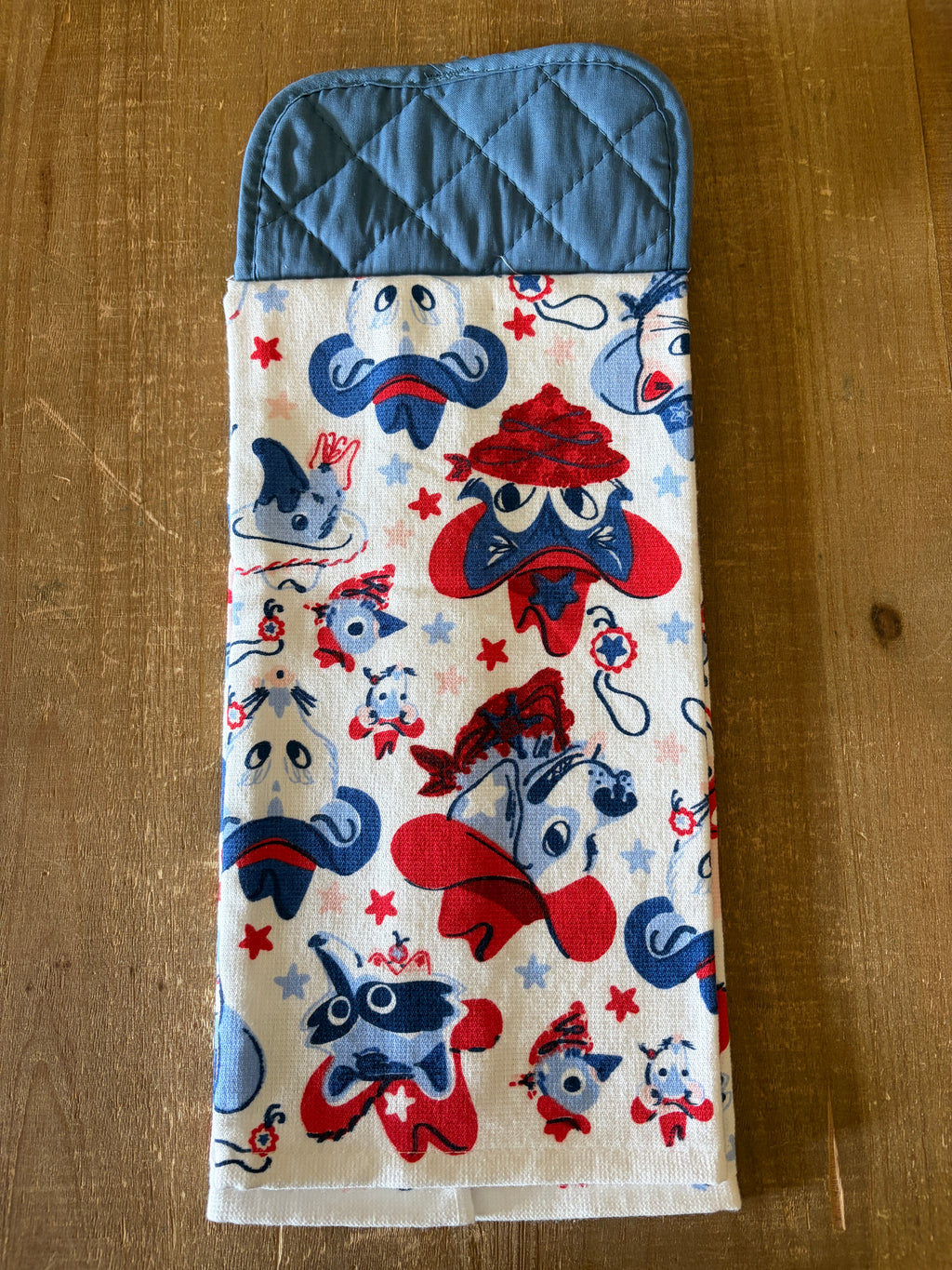 Red White and Blue Animals Hand Towel