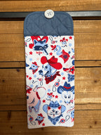 Red White and Blue Animals Hand Towel