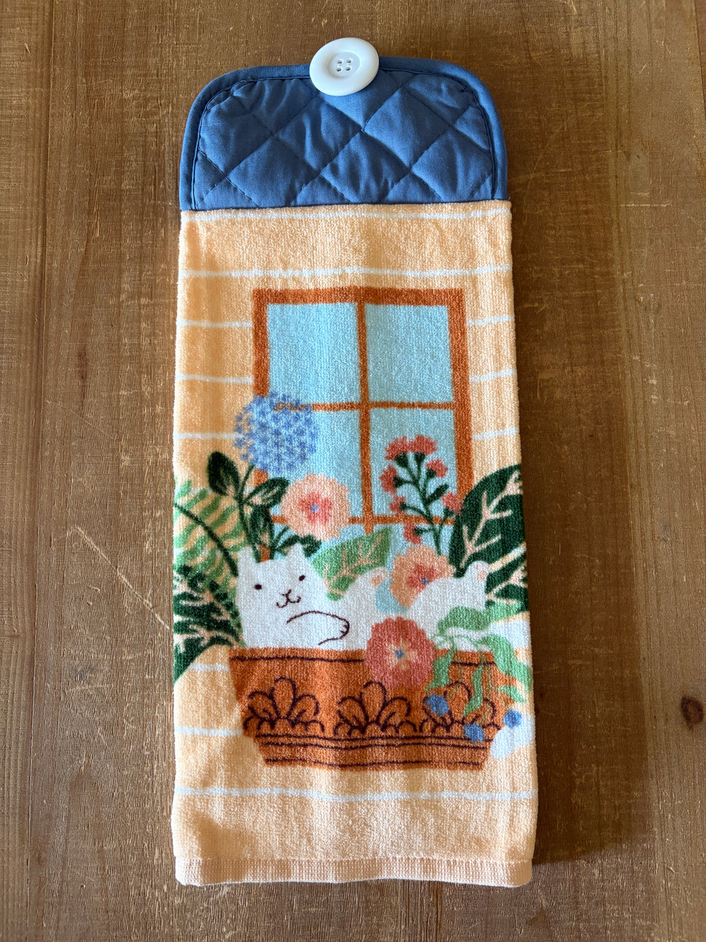 Cat and Plants Hand Towel