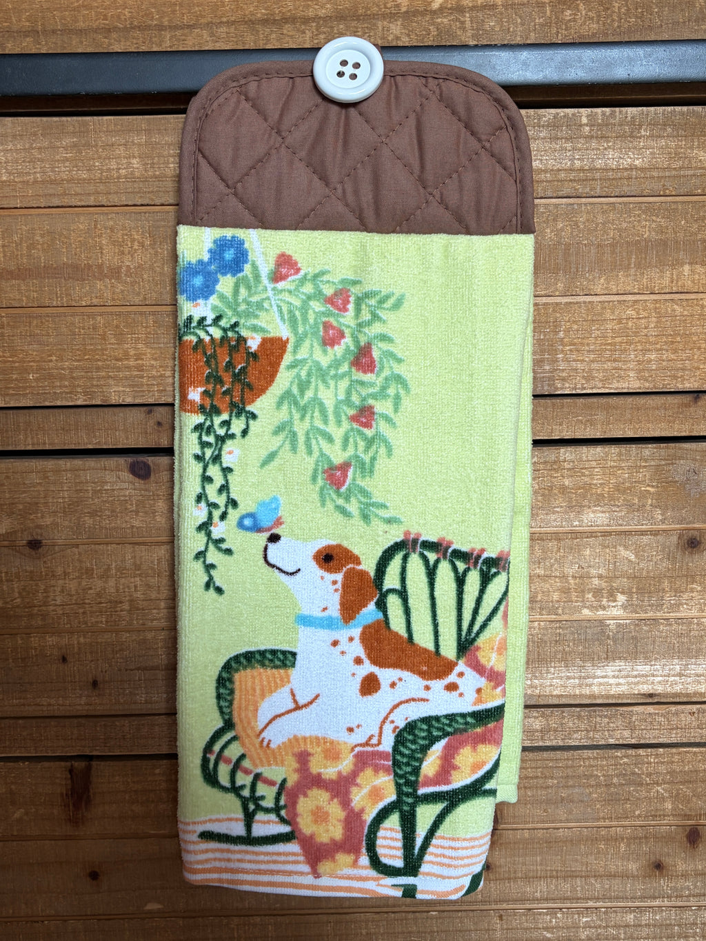 Dog and Plants Hand Towel