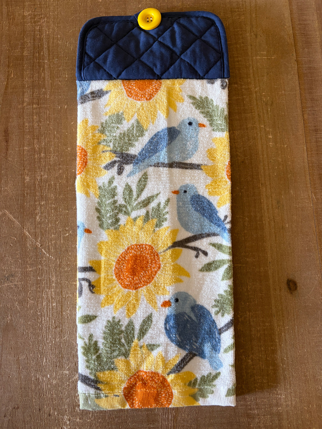 Blue Bird and Sunflower Hand Towel