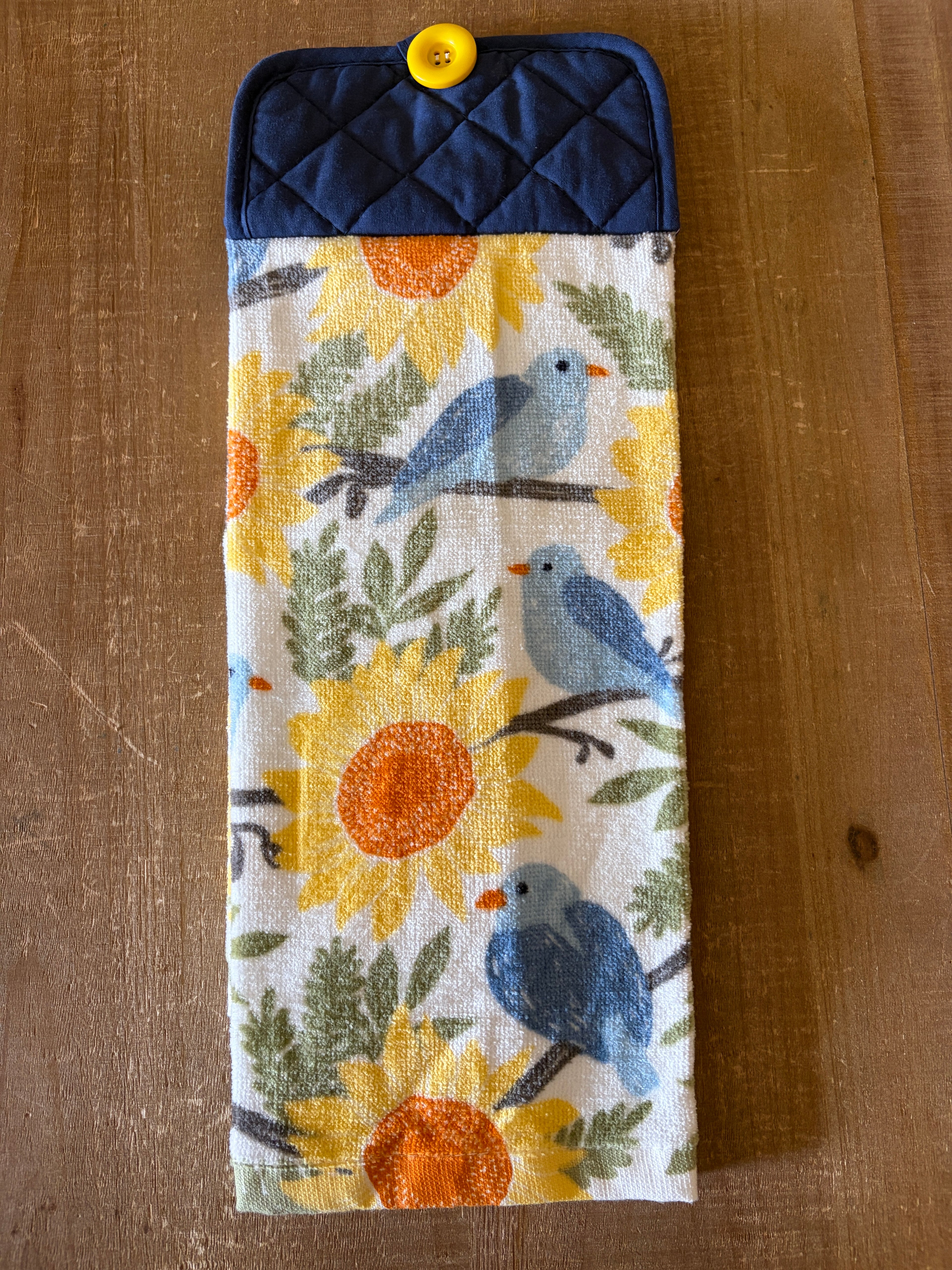 Blue Bird and Sunflower Hand Towel