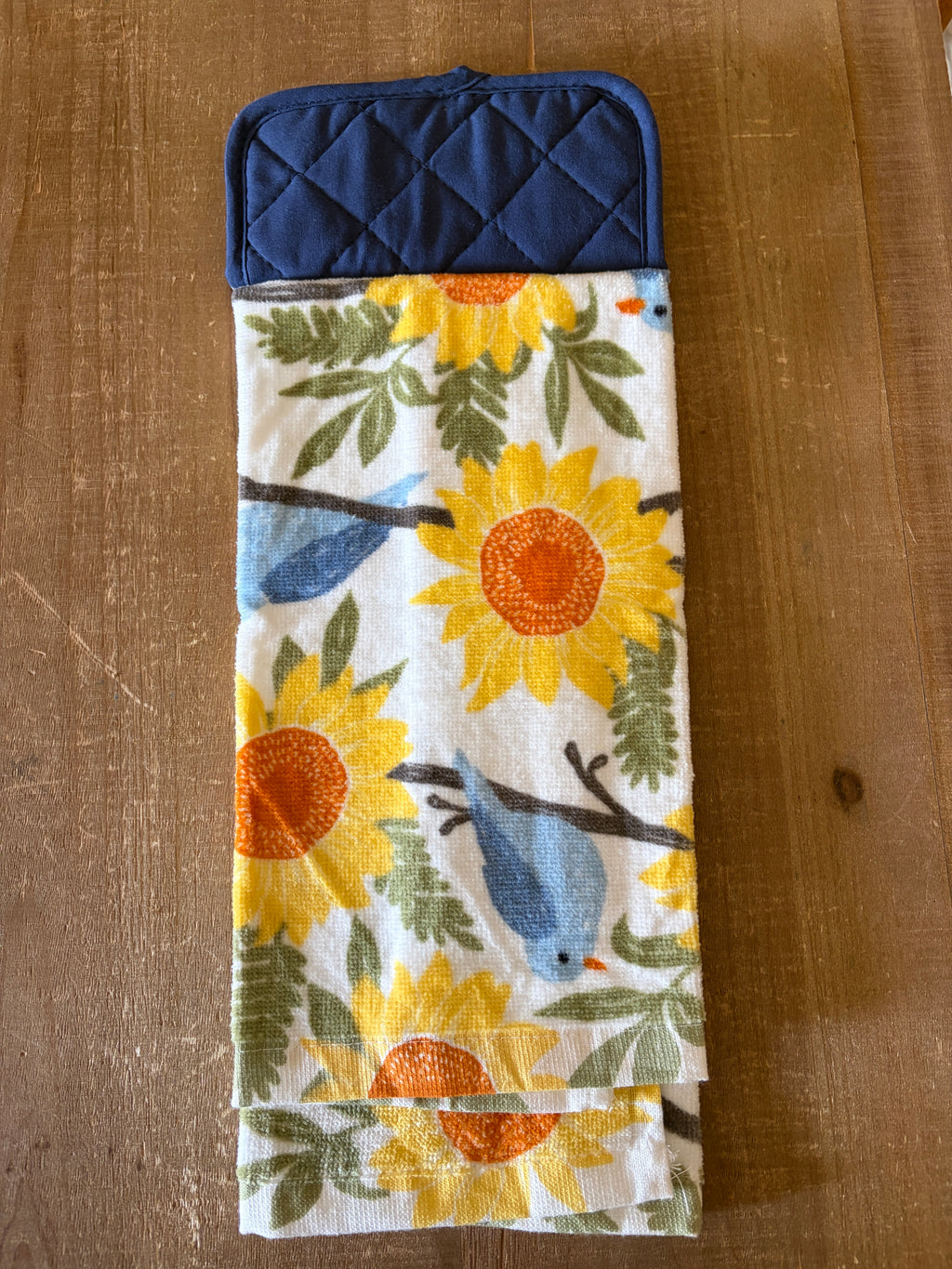 Blue Bird and Sunflower Hand Towel