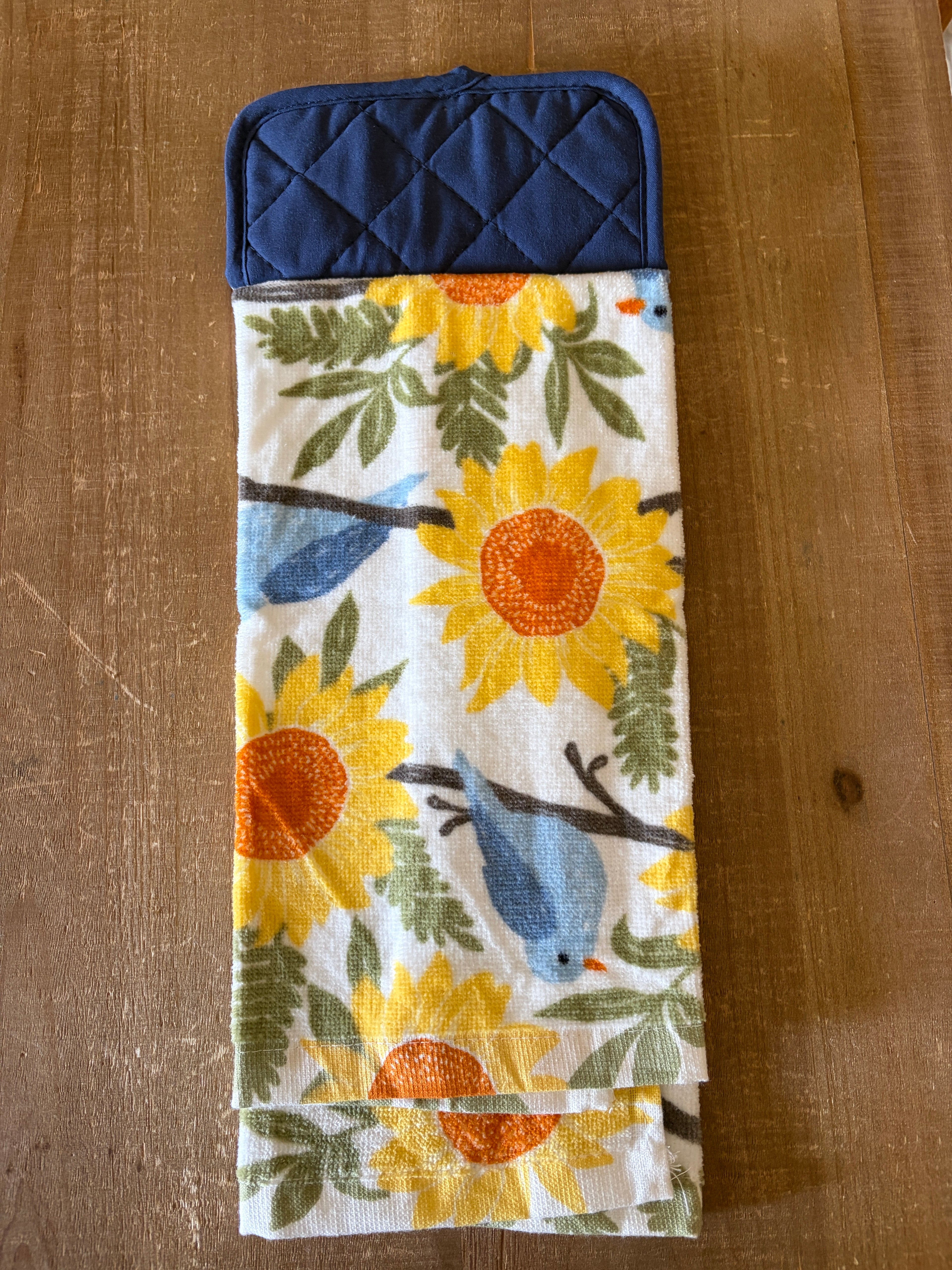 Blue Bird and Sunflower Hand Towel