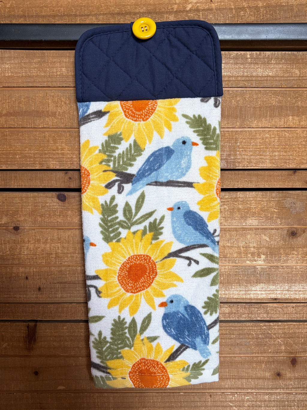 Blue Bird and Sunflower Hand Towel