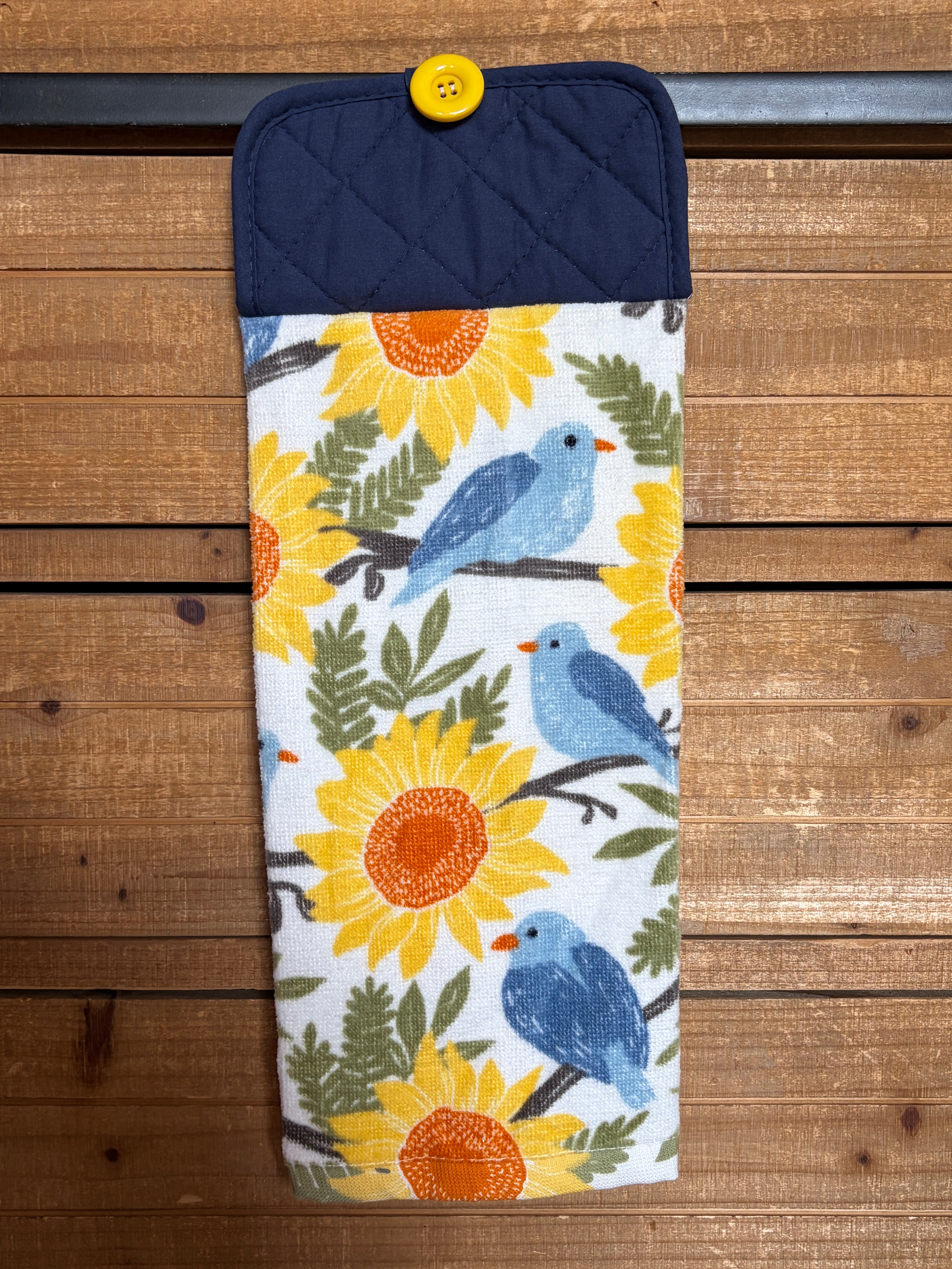 Blue Bird and Sunflower Hand Towel
