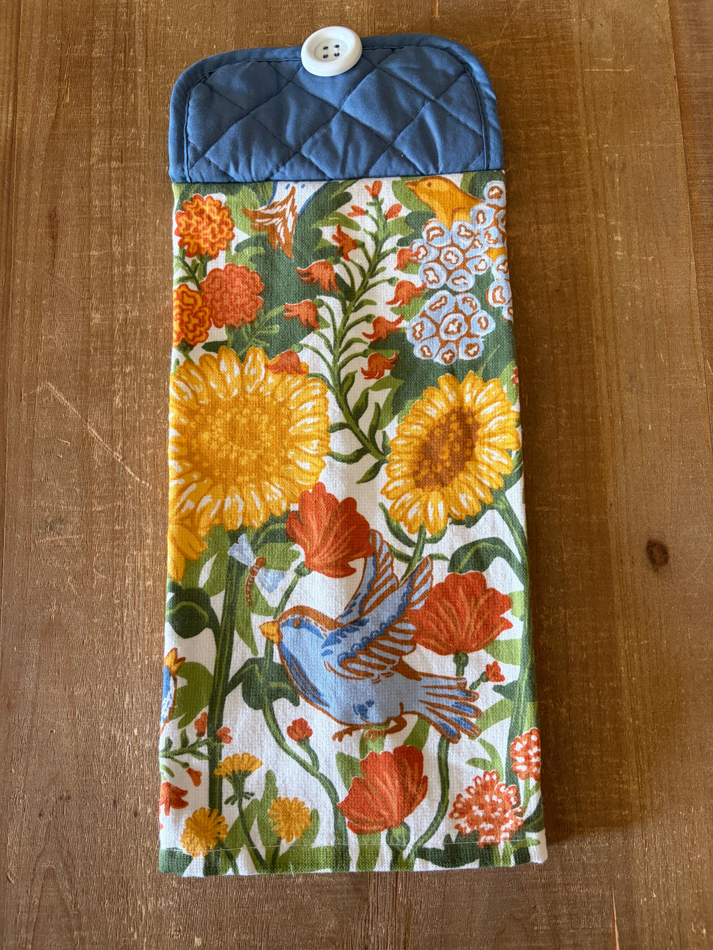Fall Floral + Bird Hand Towel Design 2