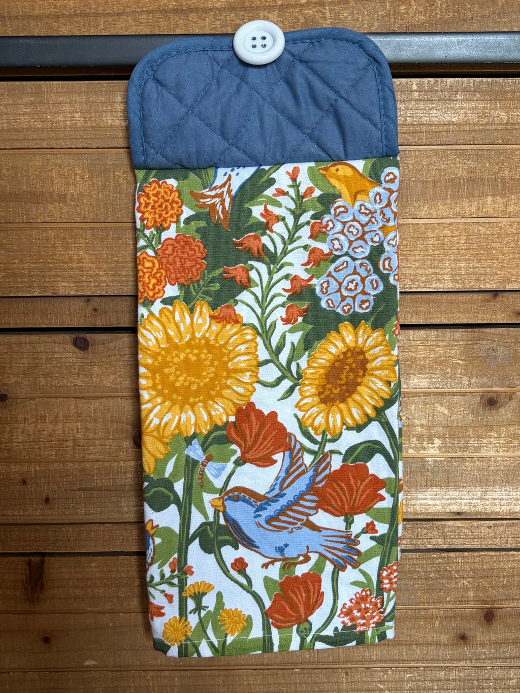 Fall Floral + Bird Hand Towel Design 2