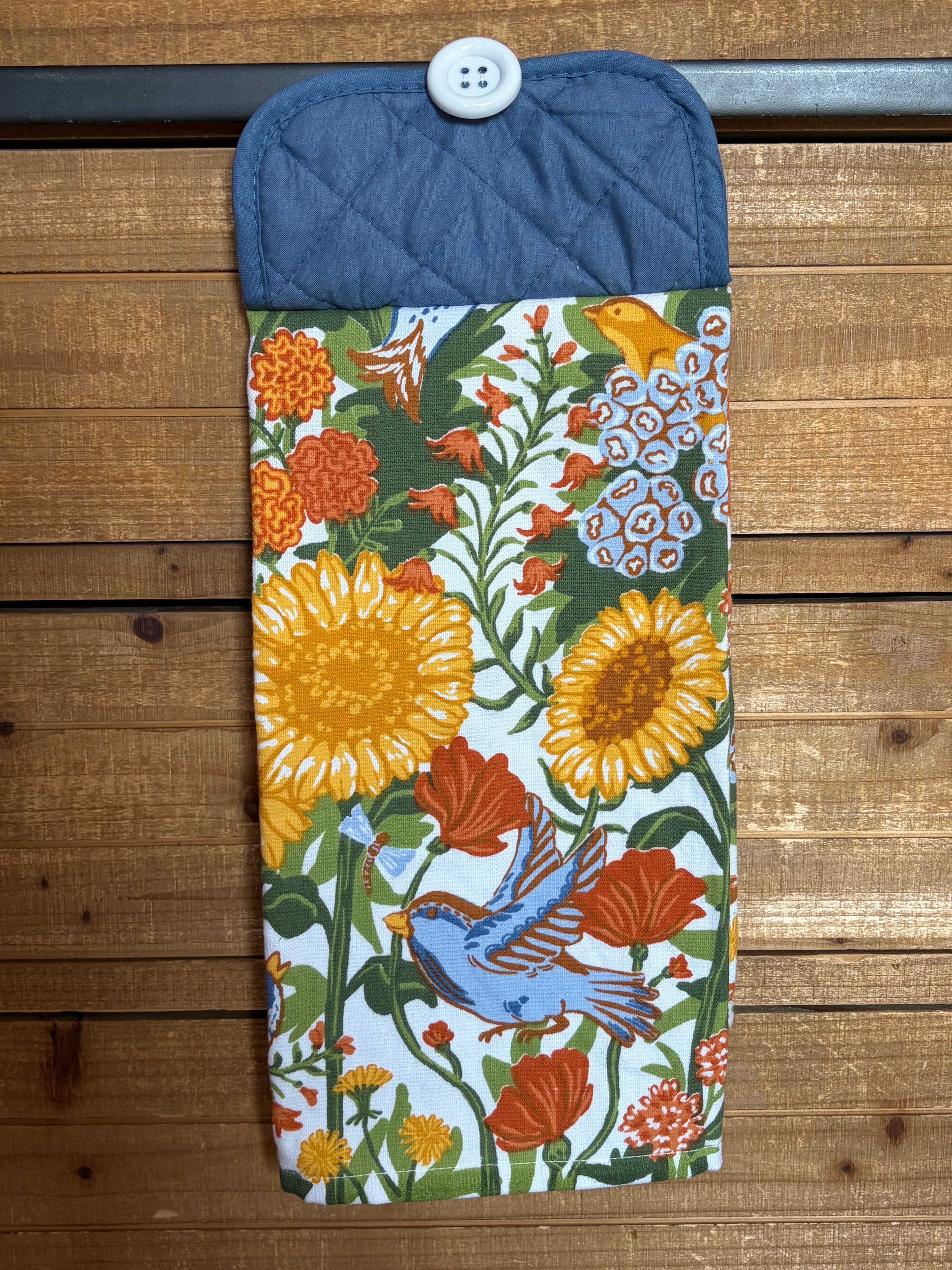 Fall Floral + Bird Hand Towel Design 2