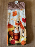 Fall Puppy and Coffee Hand Towel