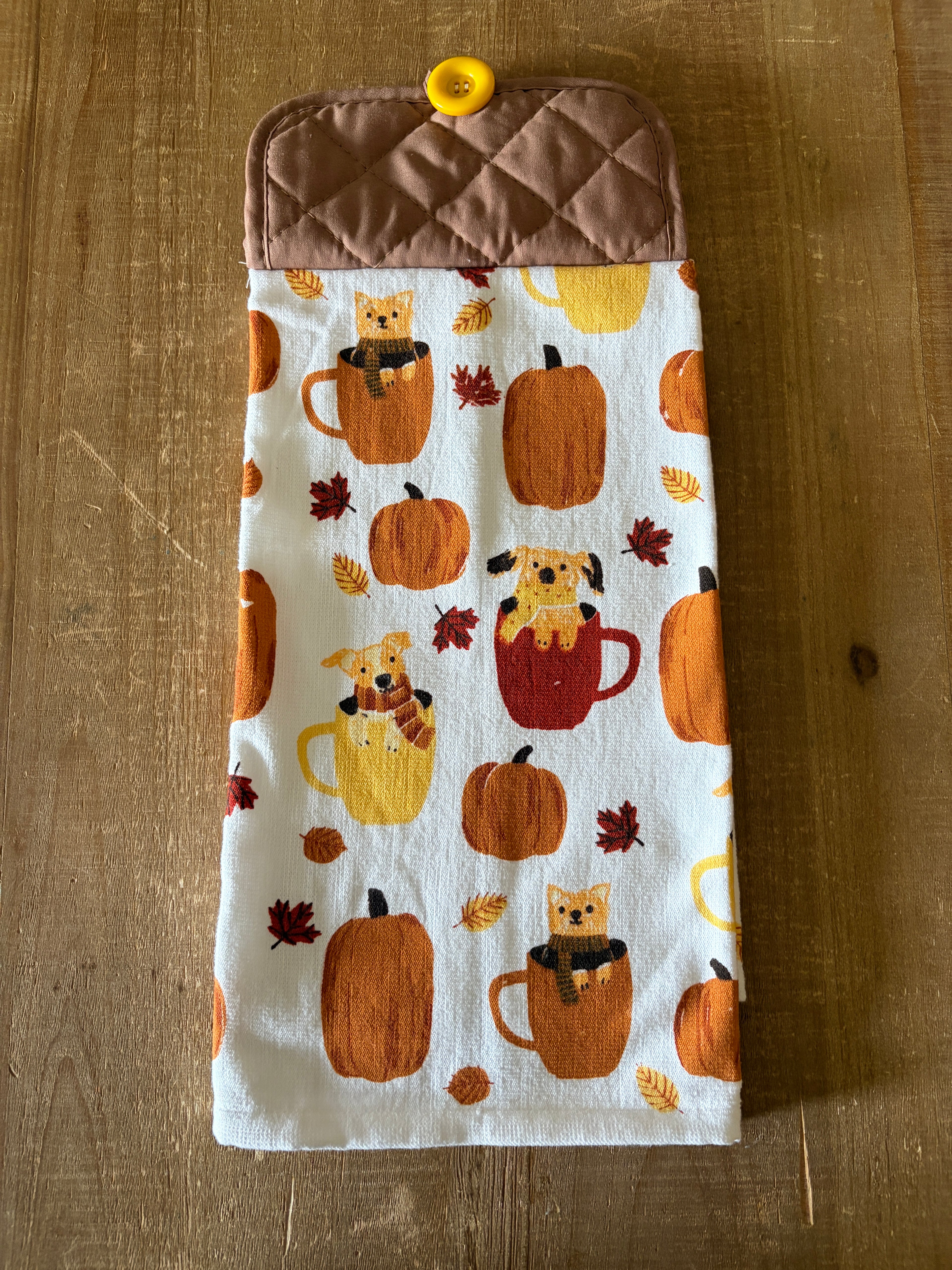 Dogs, Coffee, and Pumpkin Hand Towel