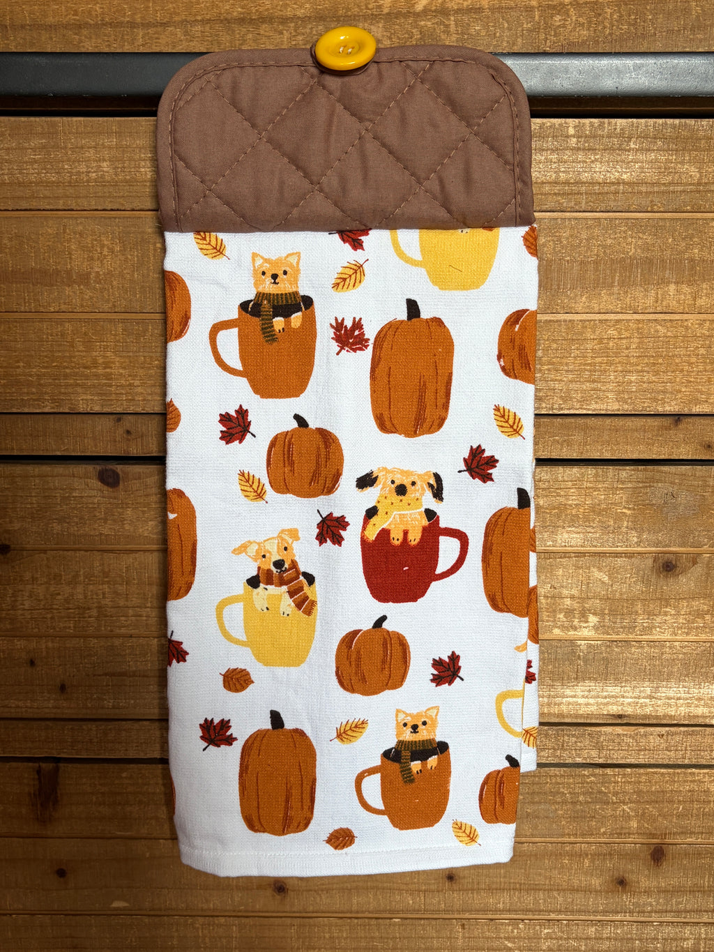 Dogs, Coffee, and Pumpkin Hand Towel