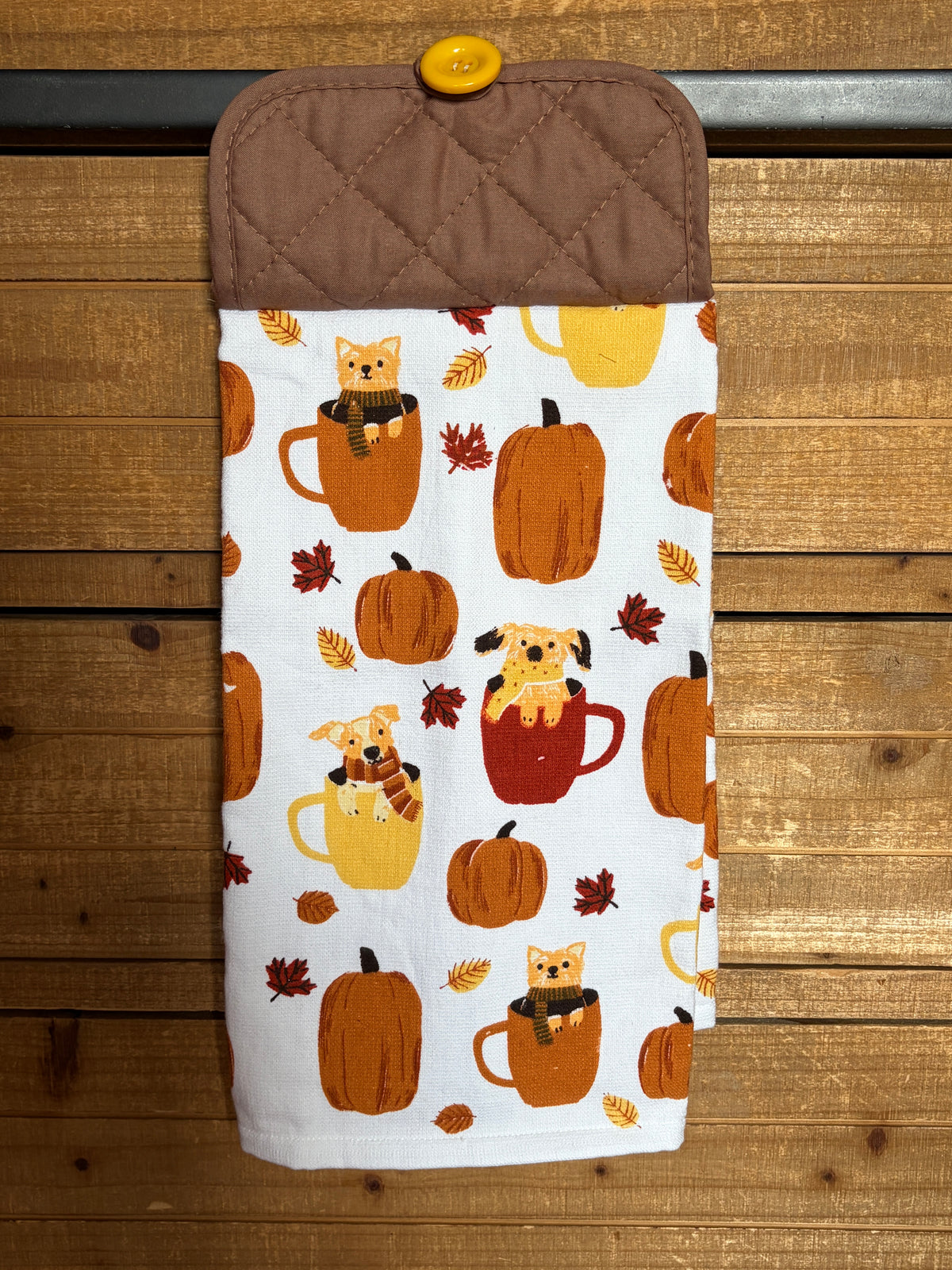 Dogs, Coffee, and Pumpkin Hand Towel