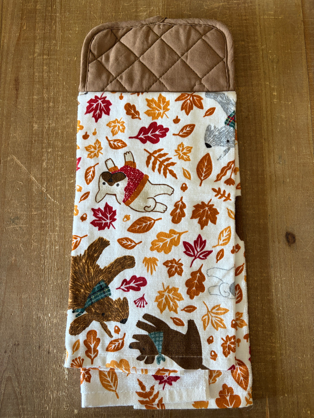 Fall Leaves and Puppies Hand Towel